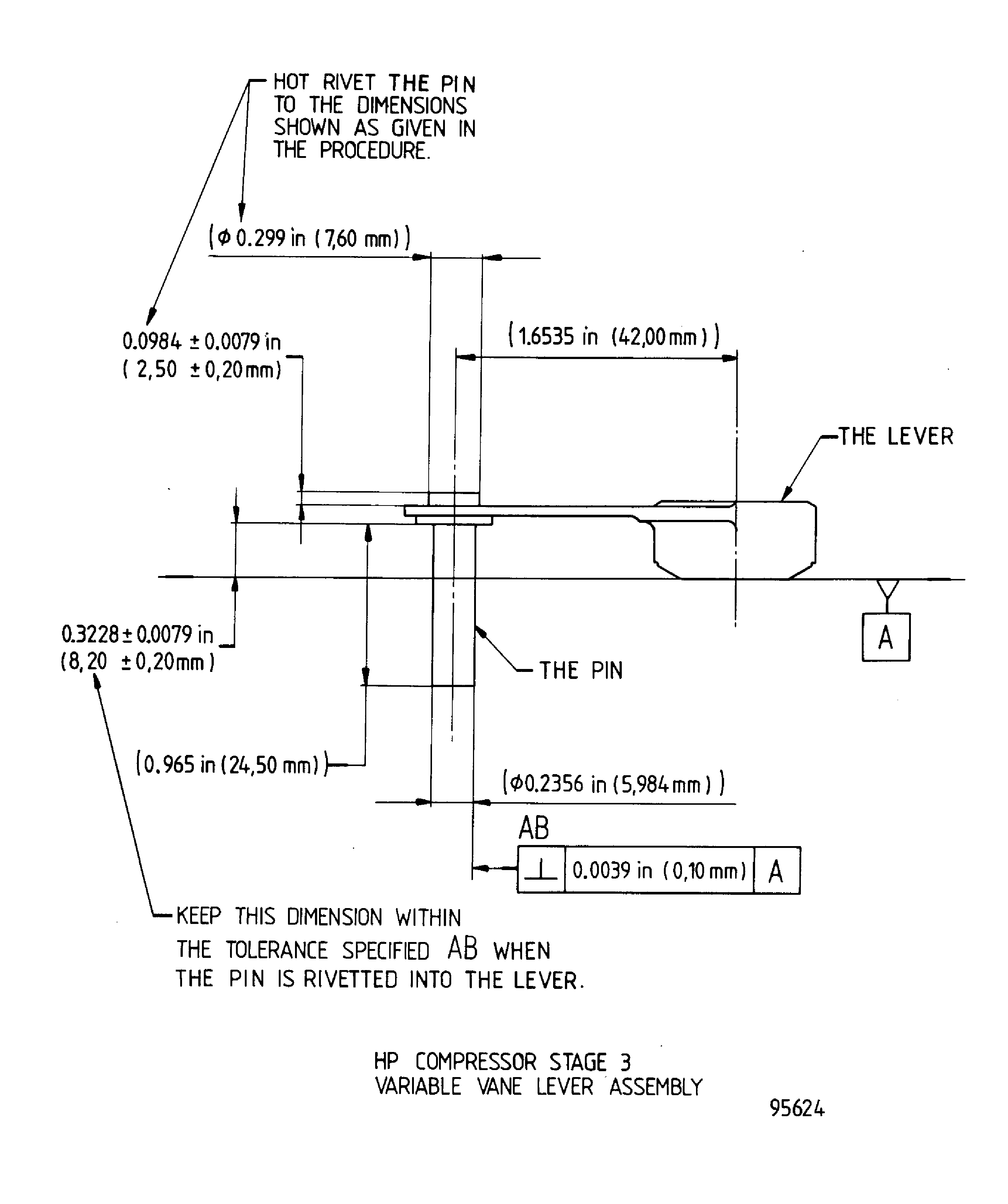 Details of the actuating mechanism lever