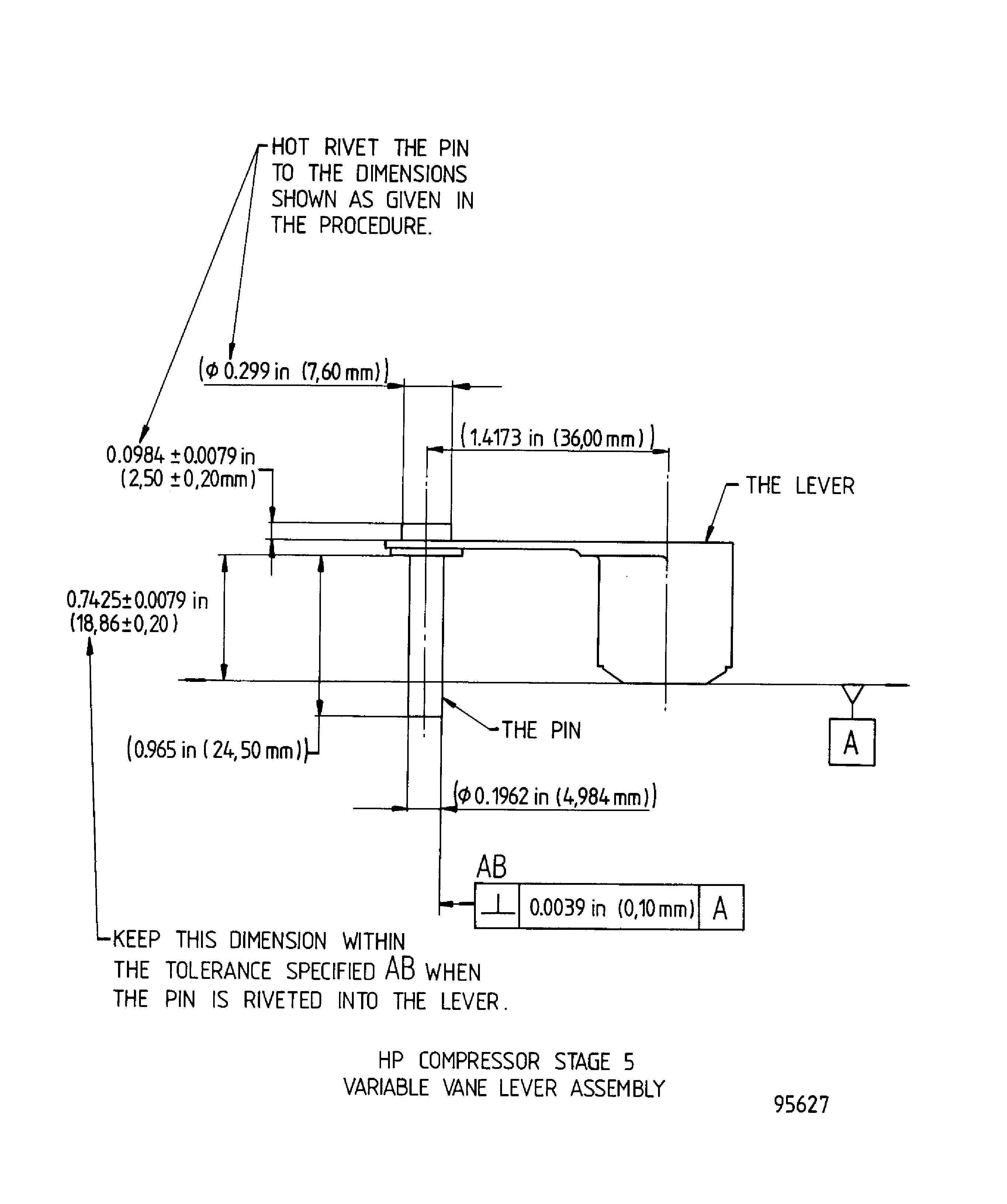 Details of the stage 5 lever assembly