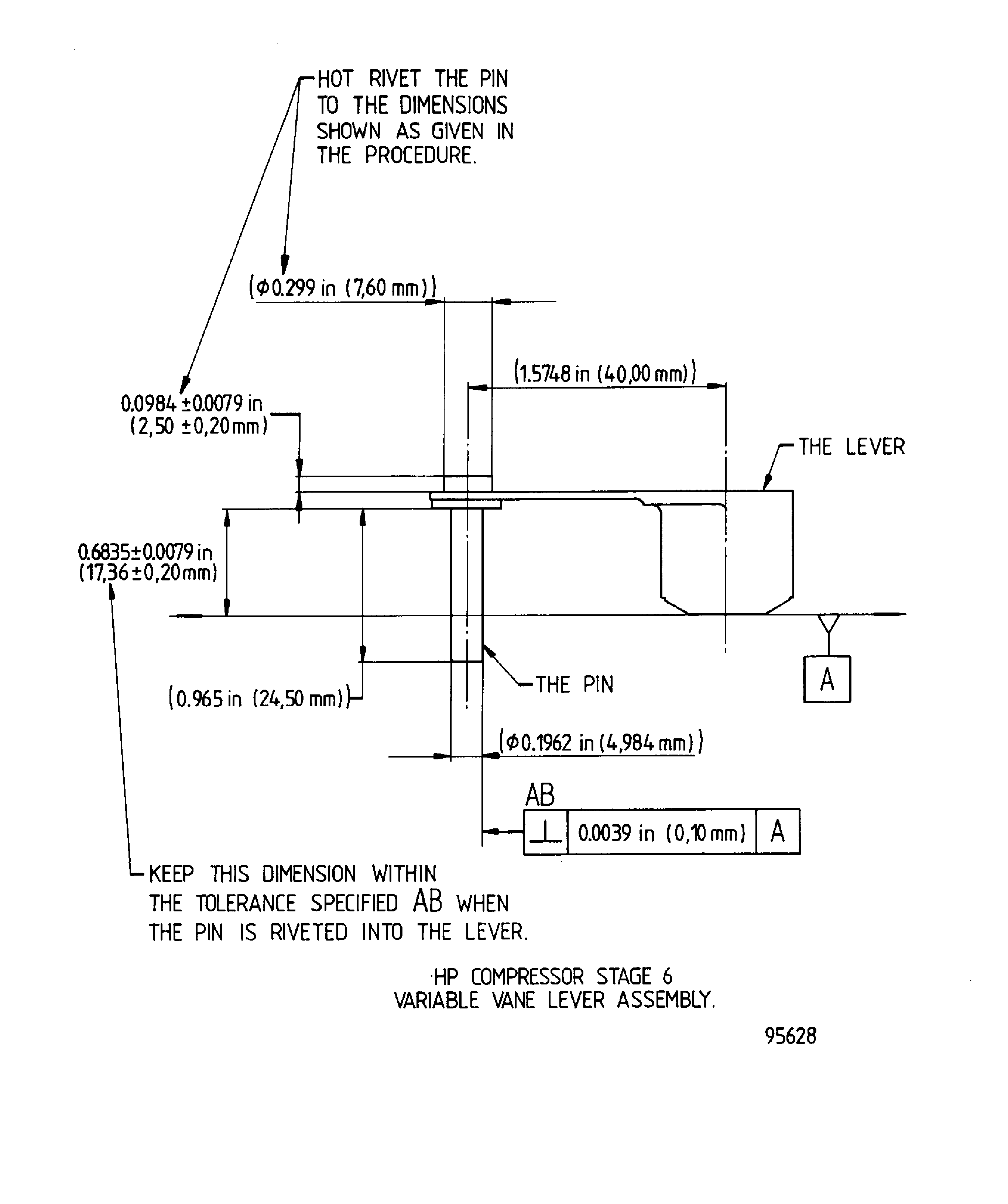 Details of the stage 6 lever assembly