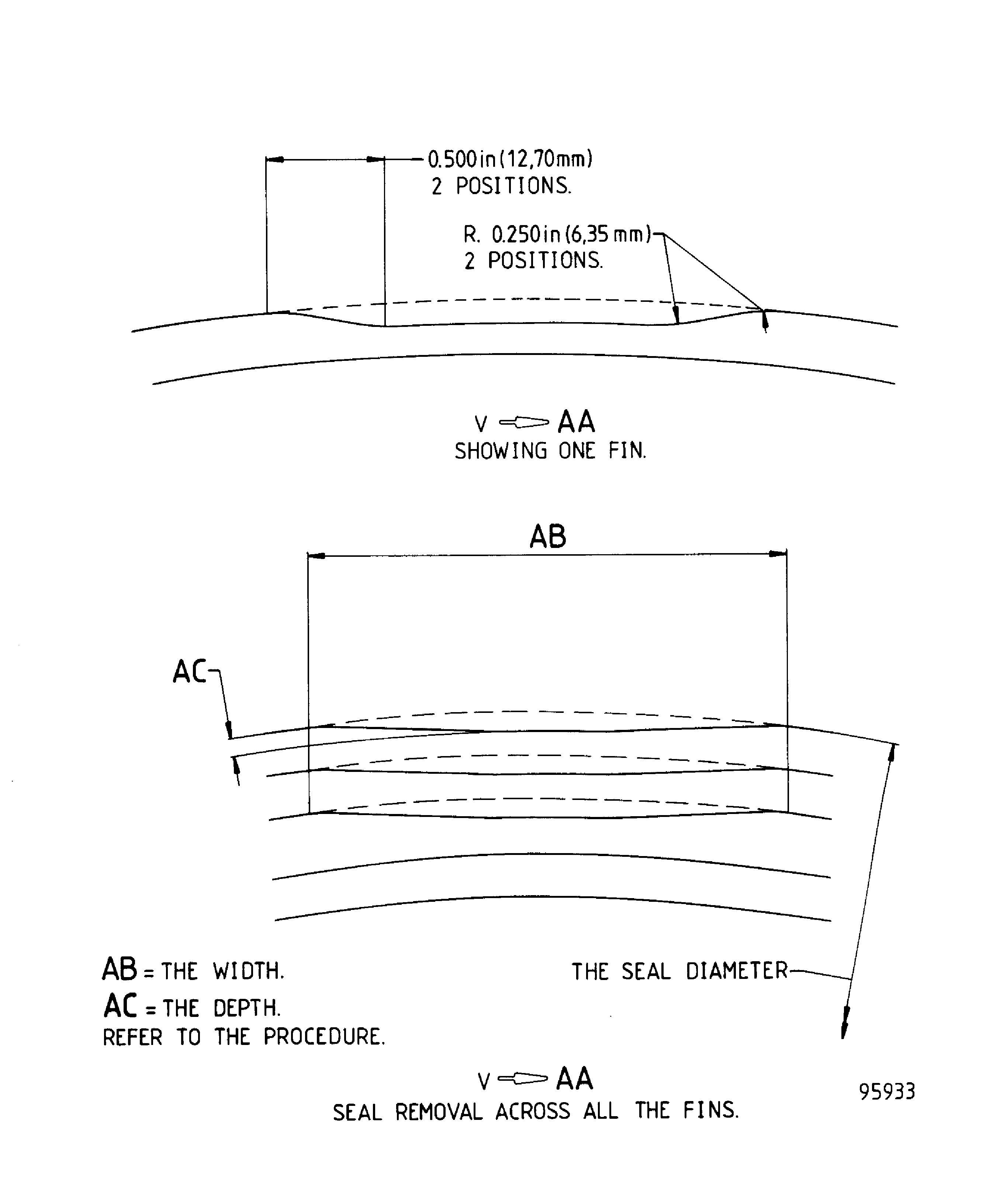 HP Compressor Rear Rotating Air Seal - Repair Details and Dimensions - All Assemblies
