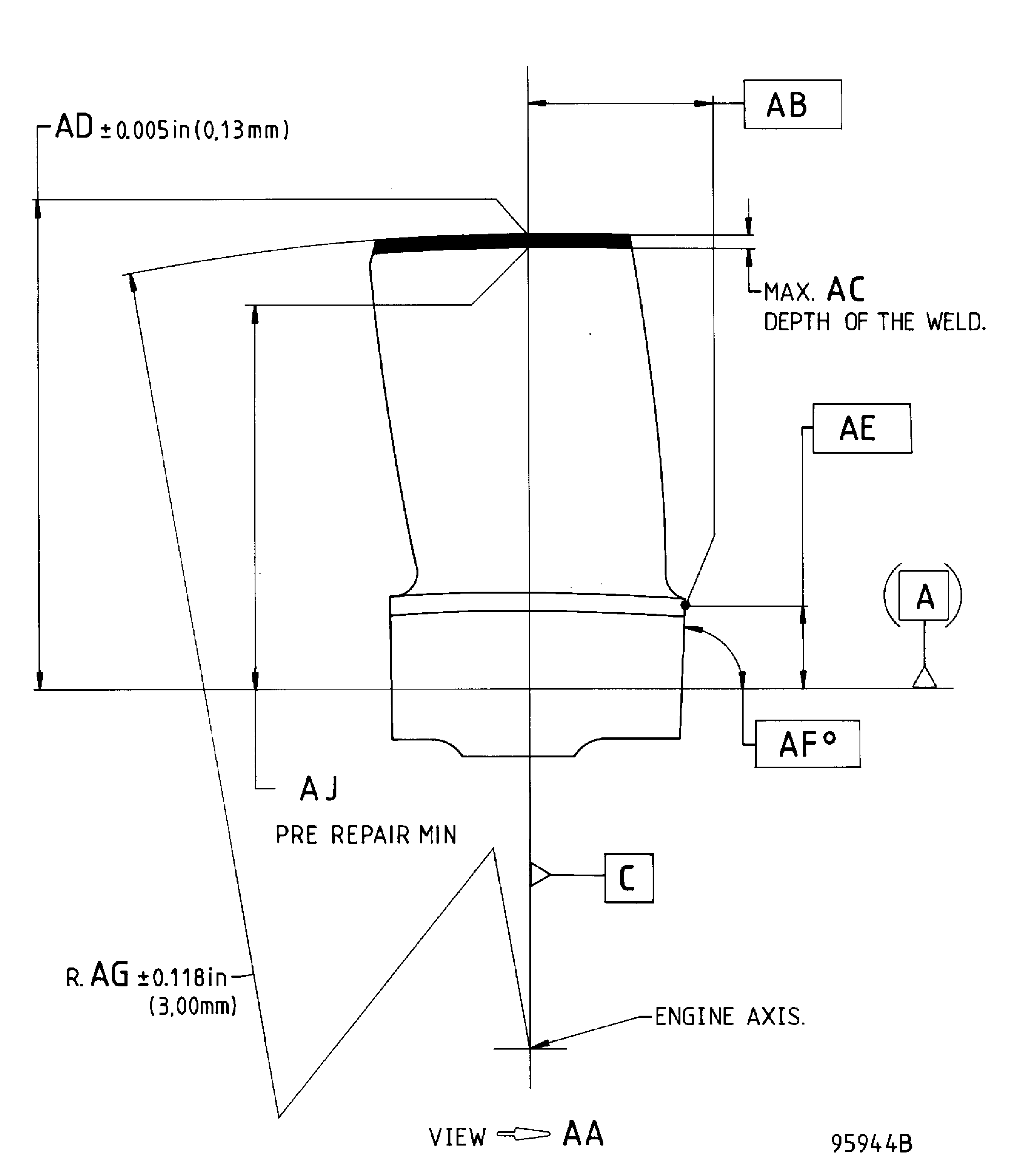 Repair details and dimensions - Assembly A and Assembly B