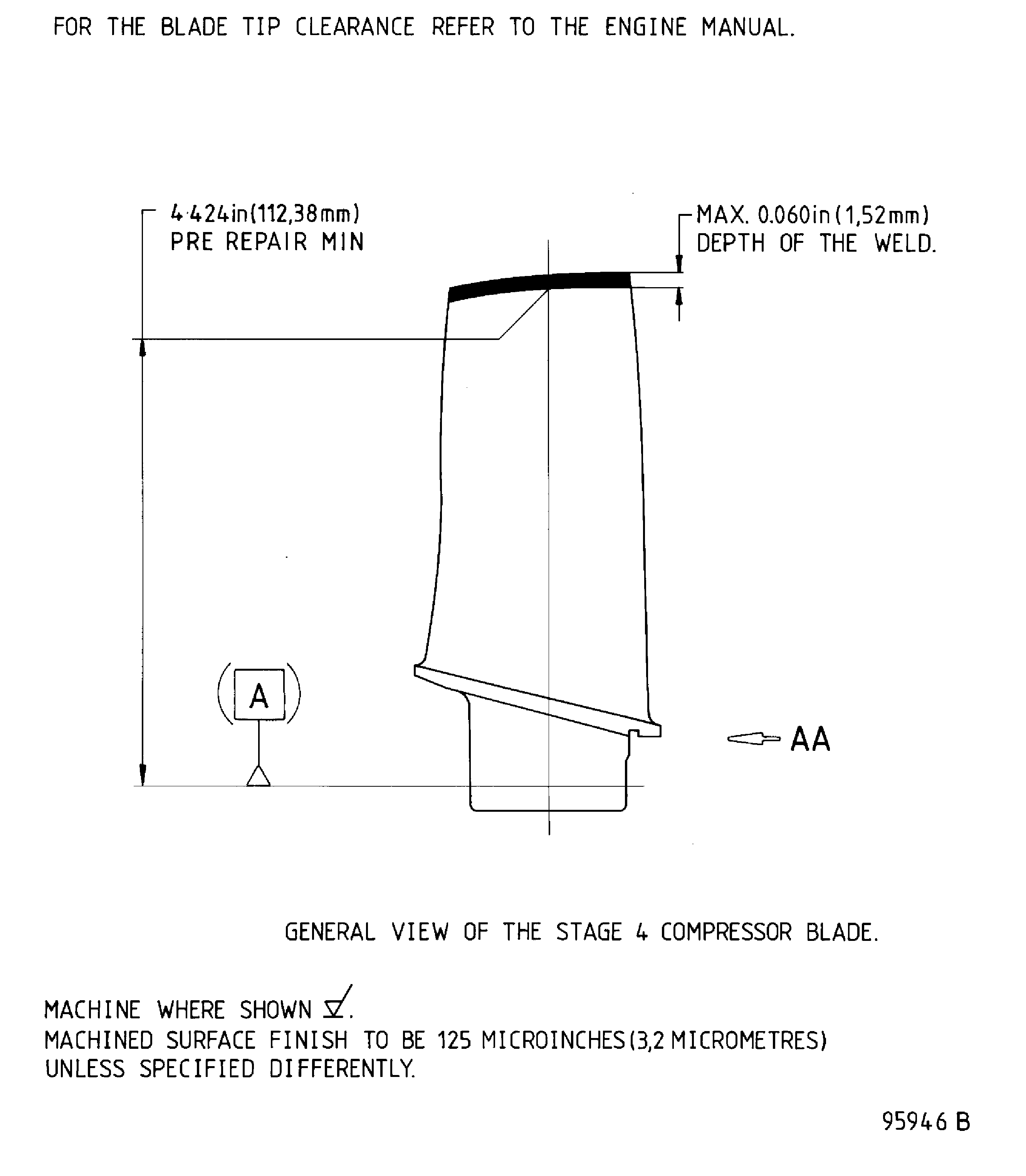 Repair details and dimensions - Assembly B