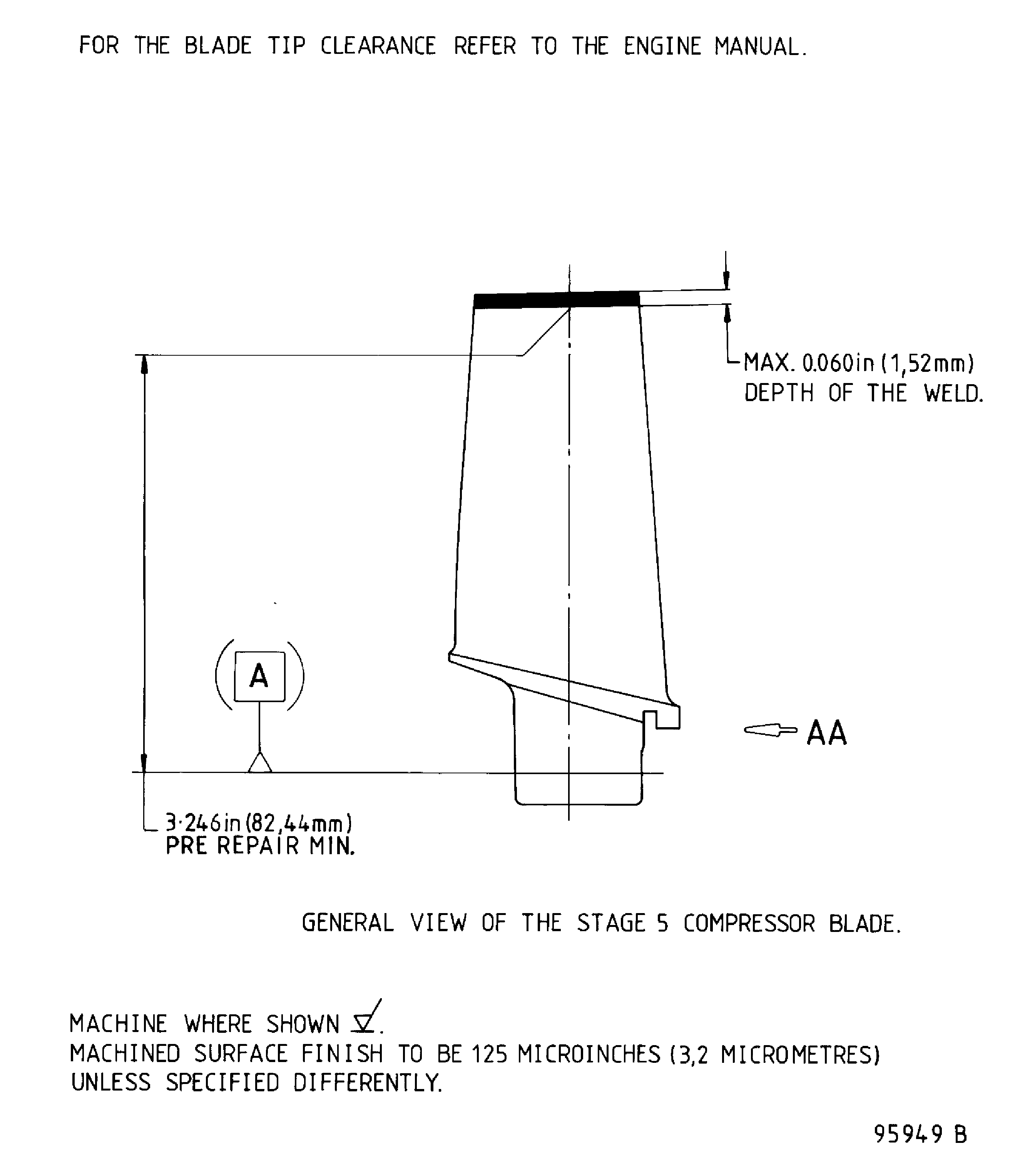 Repair details and dimensions - Assembly A