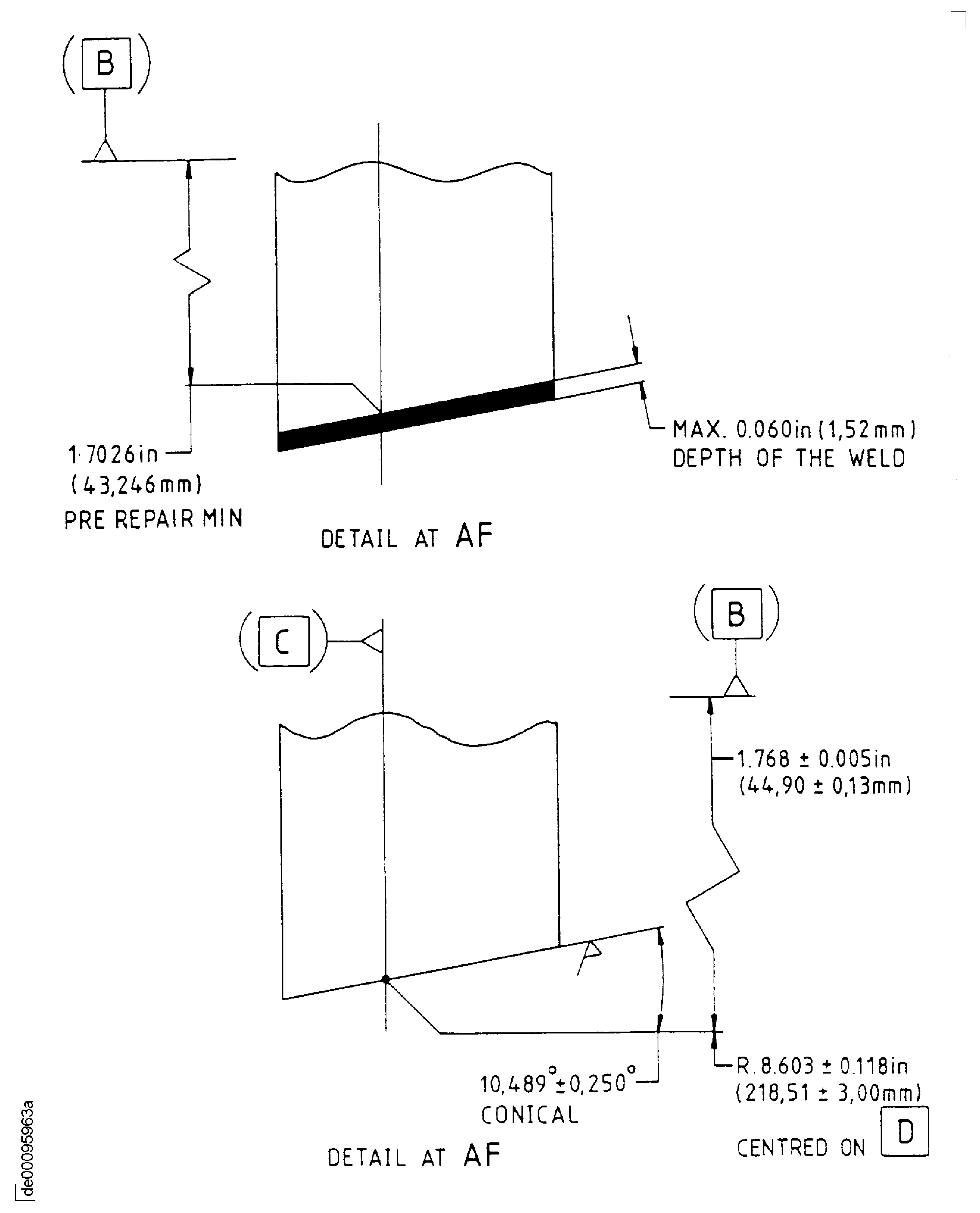 Repair details and dimensions