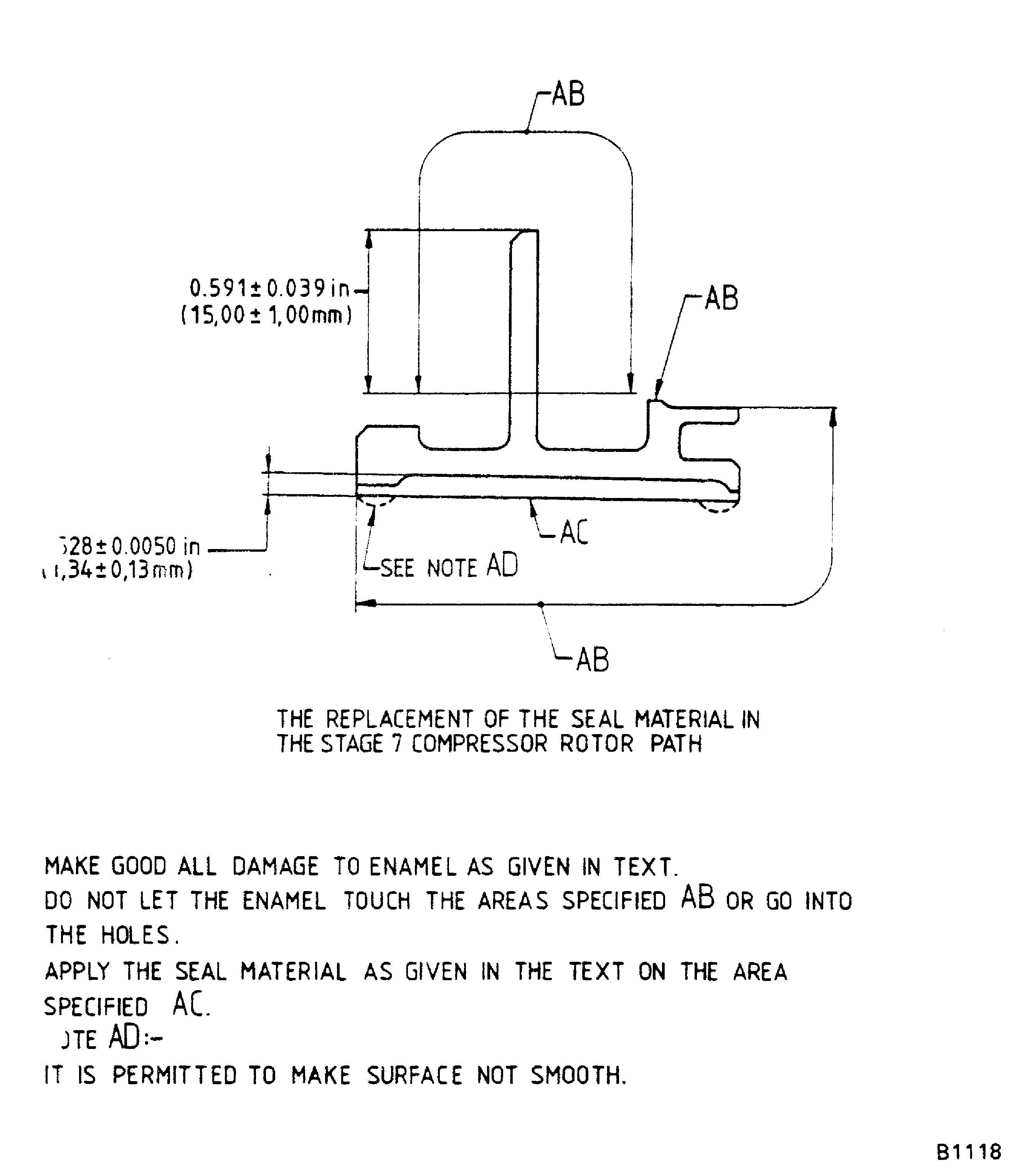 Rework of HP compressor stage 7 rotor path abradable lining