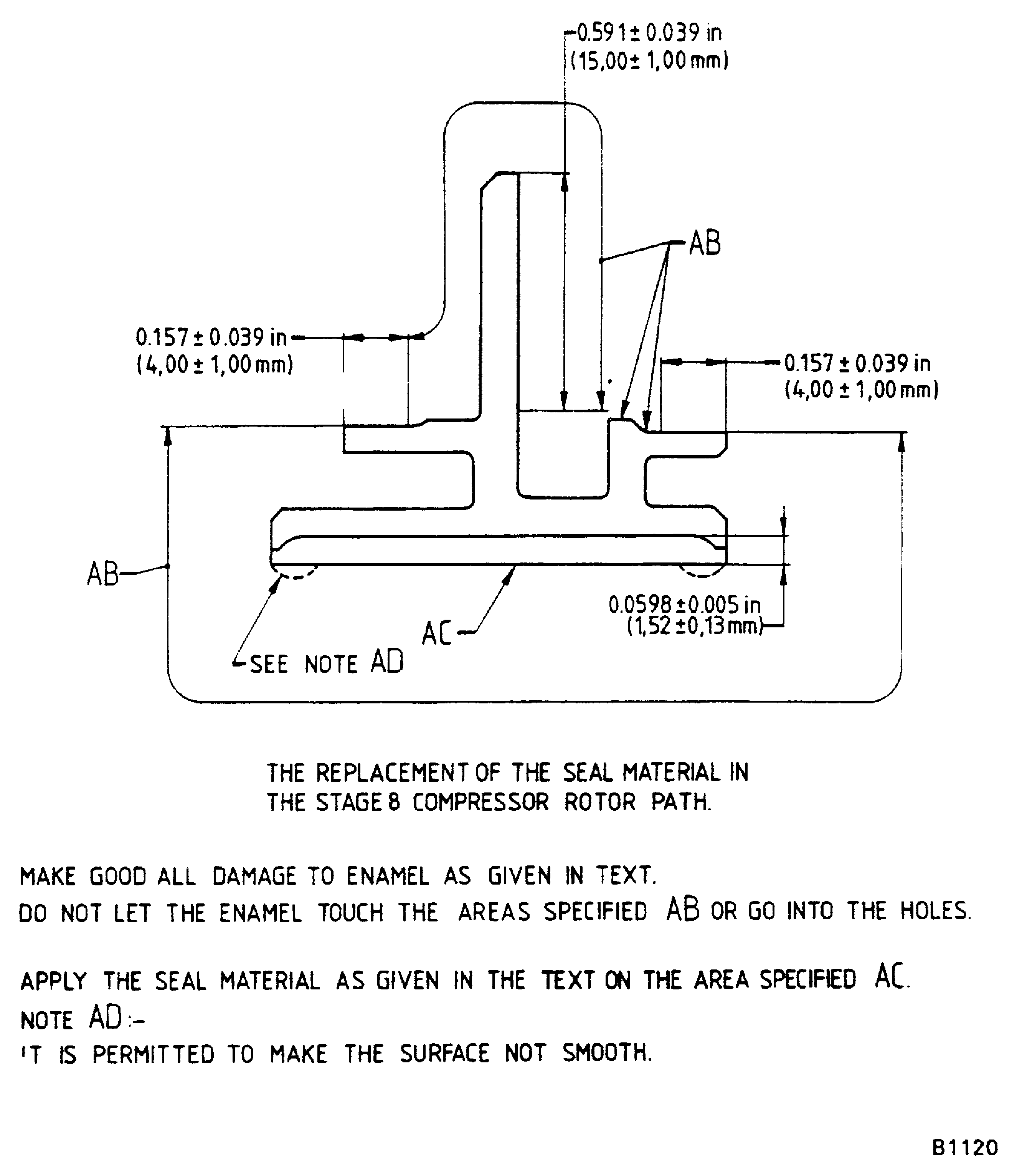 Rework of HP compressor stage 8 rotor path abradable lining