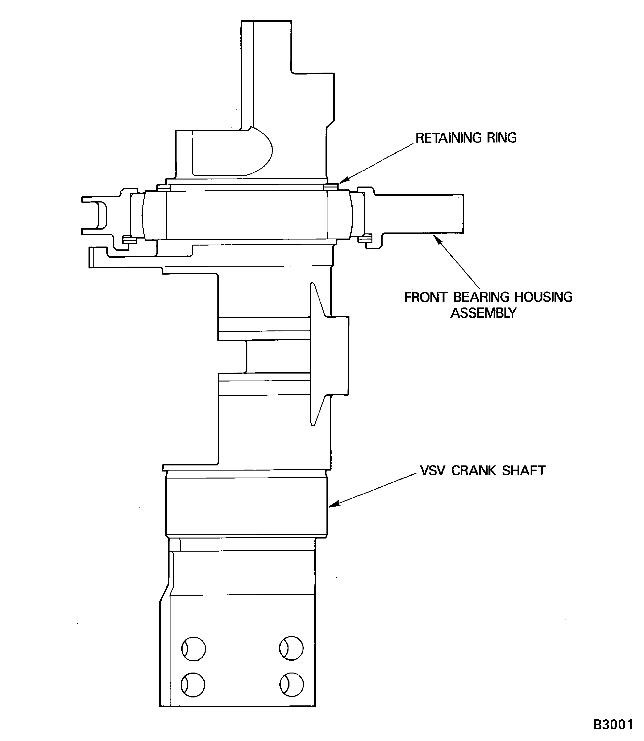 Sectional view showing the front bearing housing assembly