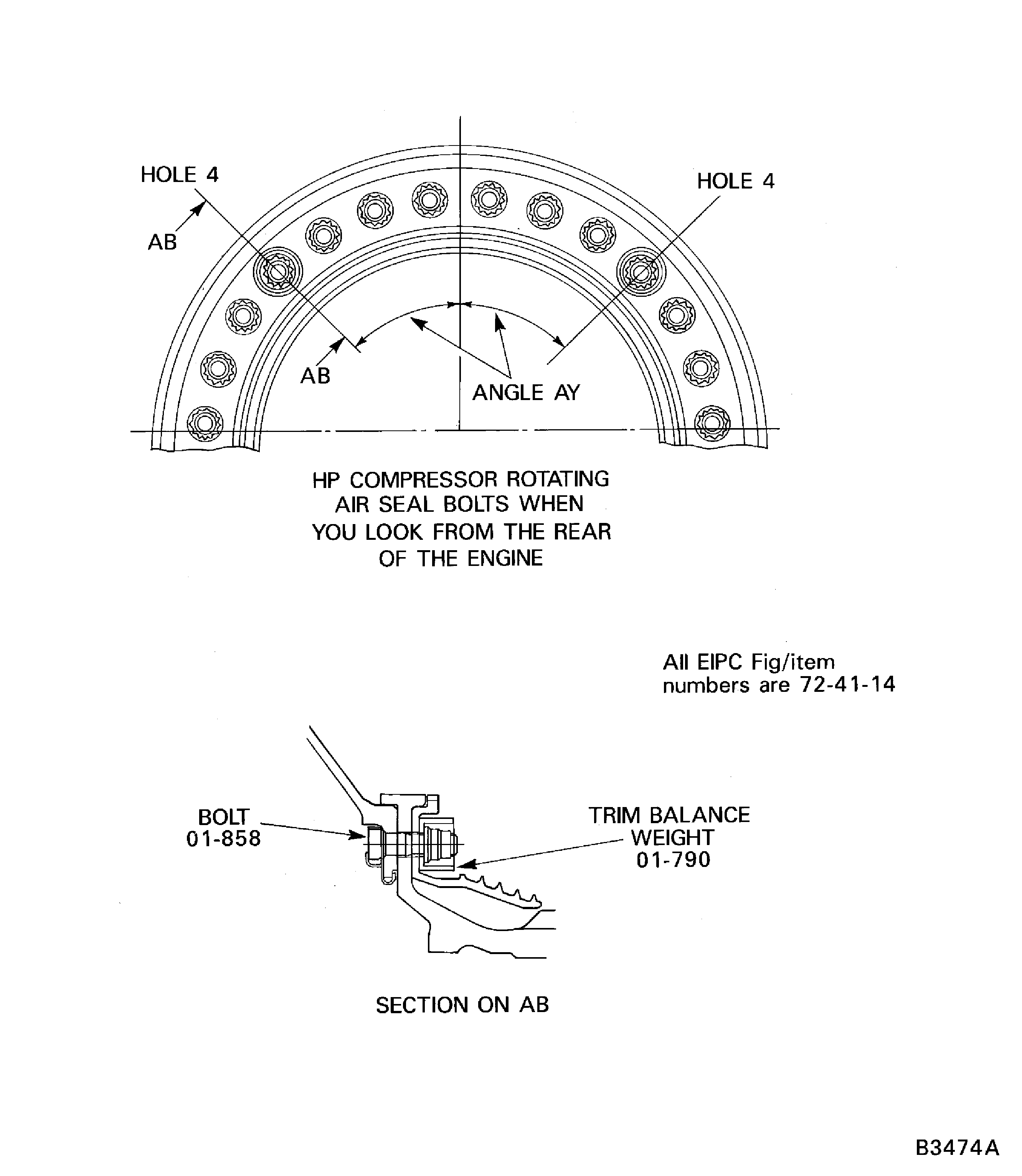 Find the Position to Install Trim Balance Weights to Correct the Unbalance in Plane AC (Pre SB 72-0687)