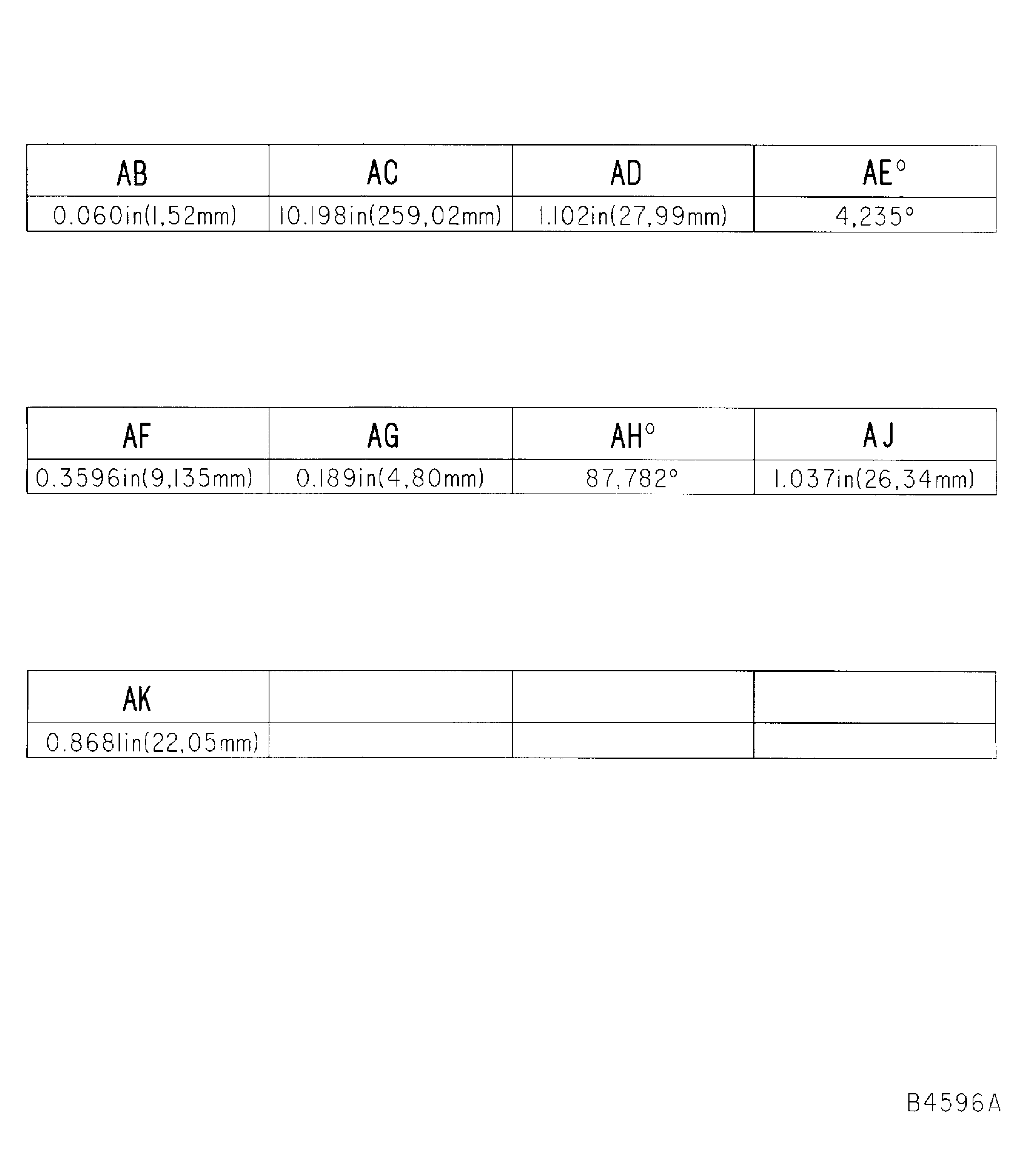 Repair details and dimensions - Assembly A