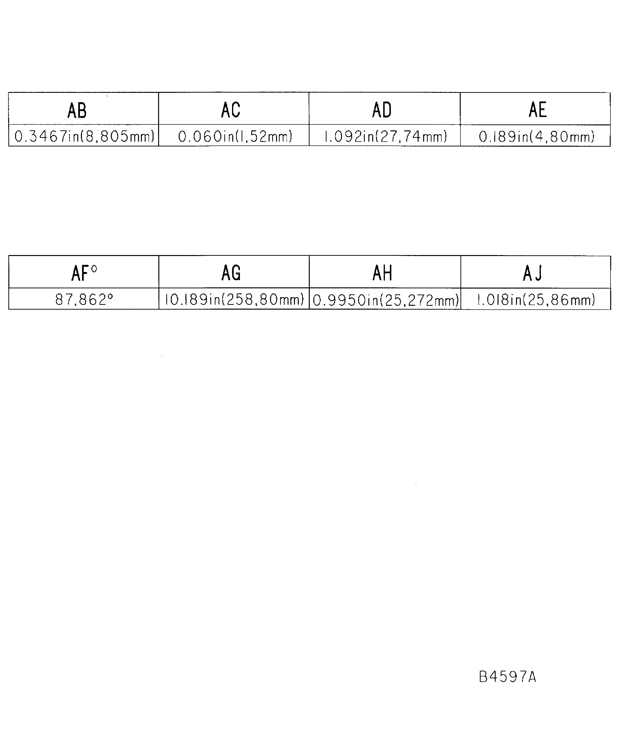 Repair details and dimensions - Assembly A