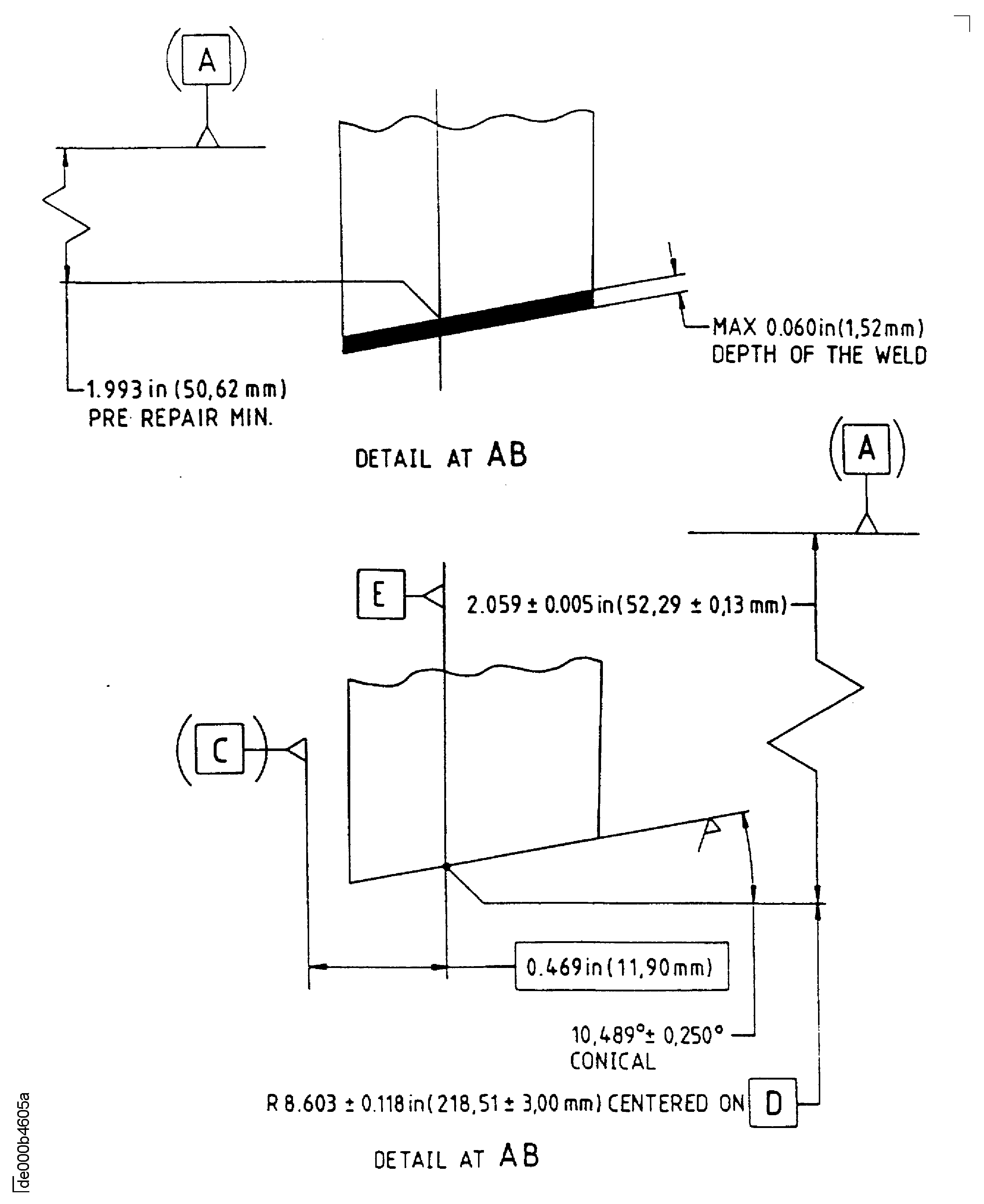 Repair details and dimensions