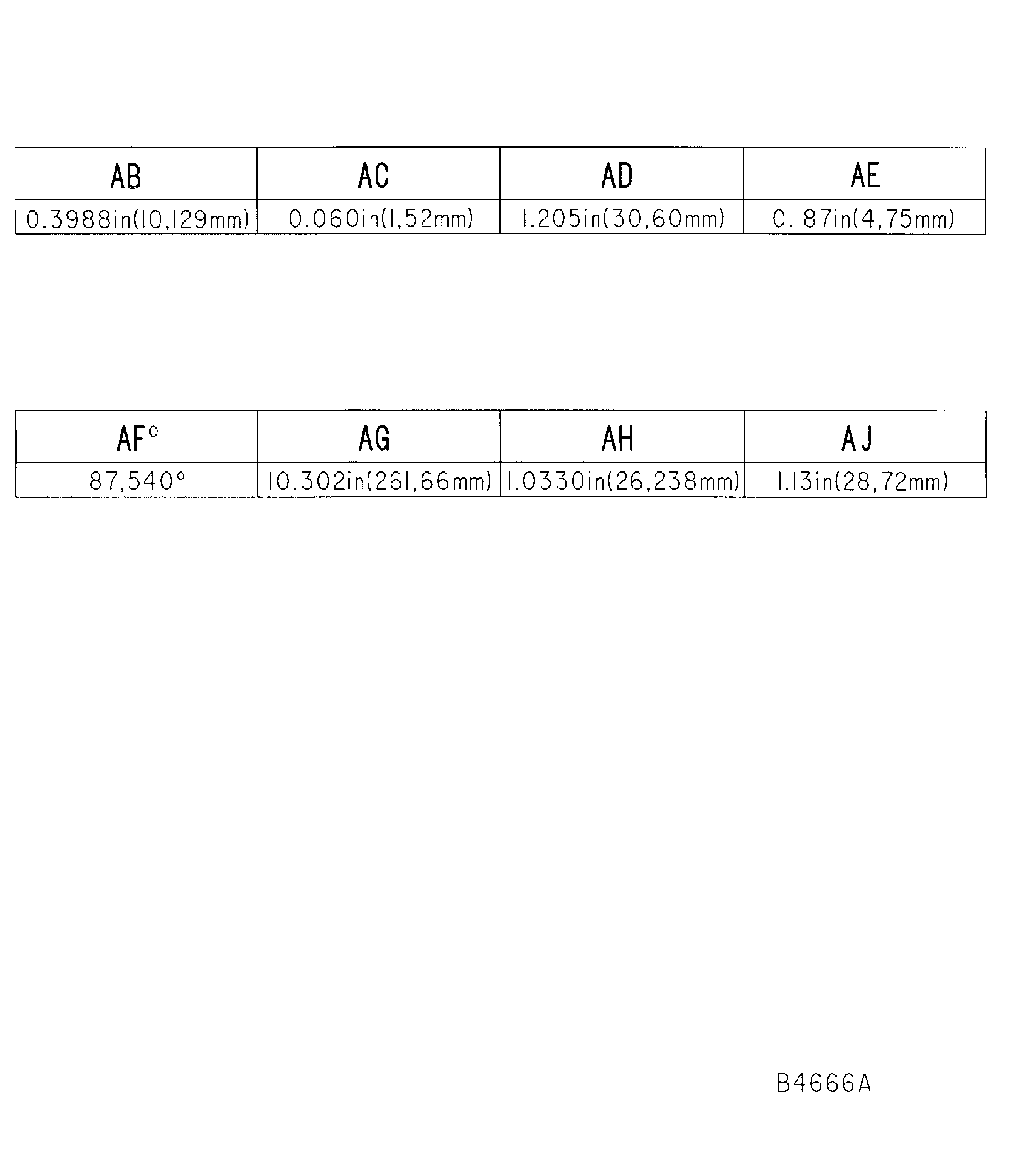 Repair details and dimensions - Assembly B