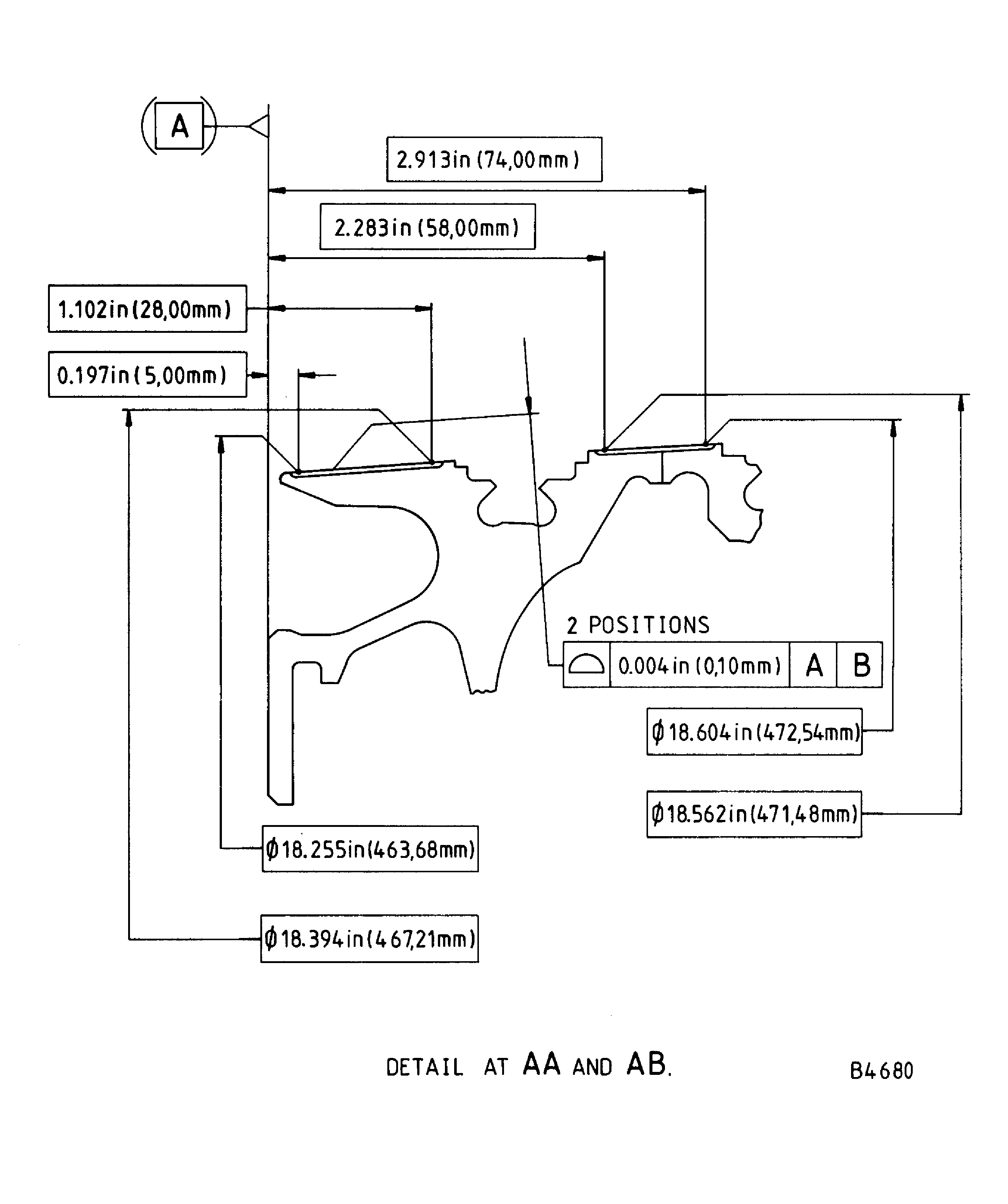 Repair details and dimensions - Assy B