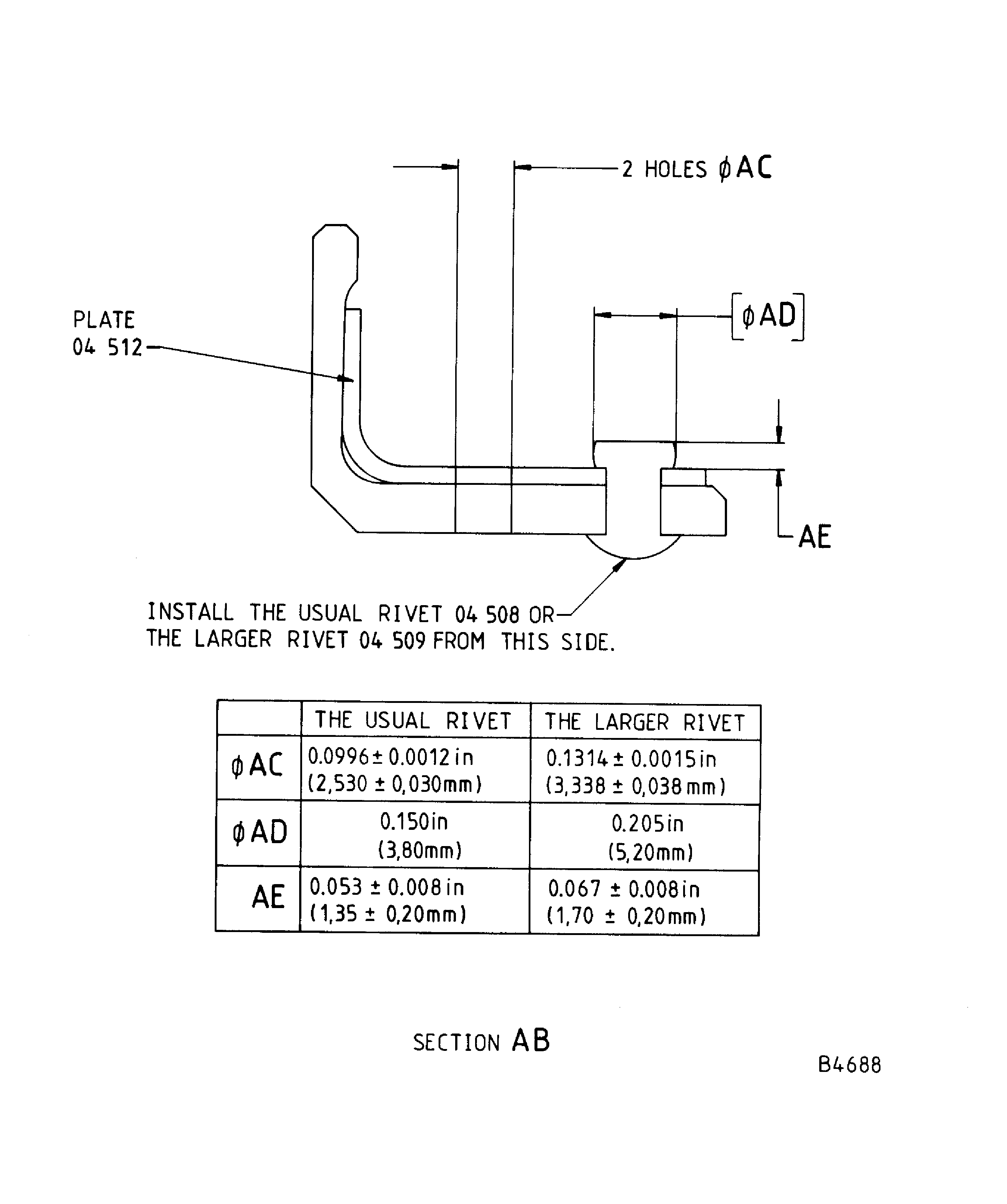 Repair details and dimensions - Assy B