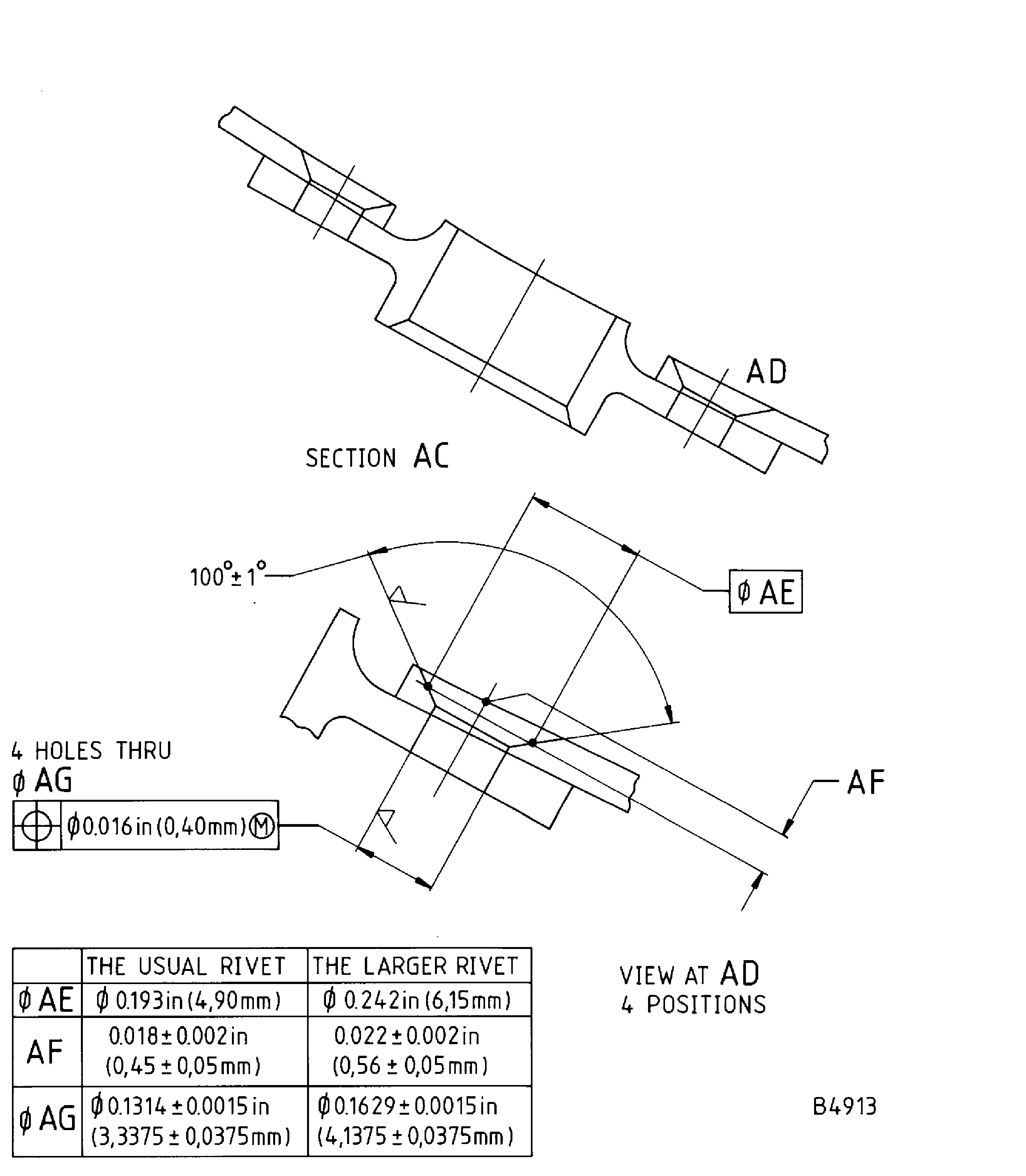 Repair Details and Dimensions - Assembly B, Assembly C and Assembly D
