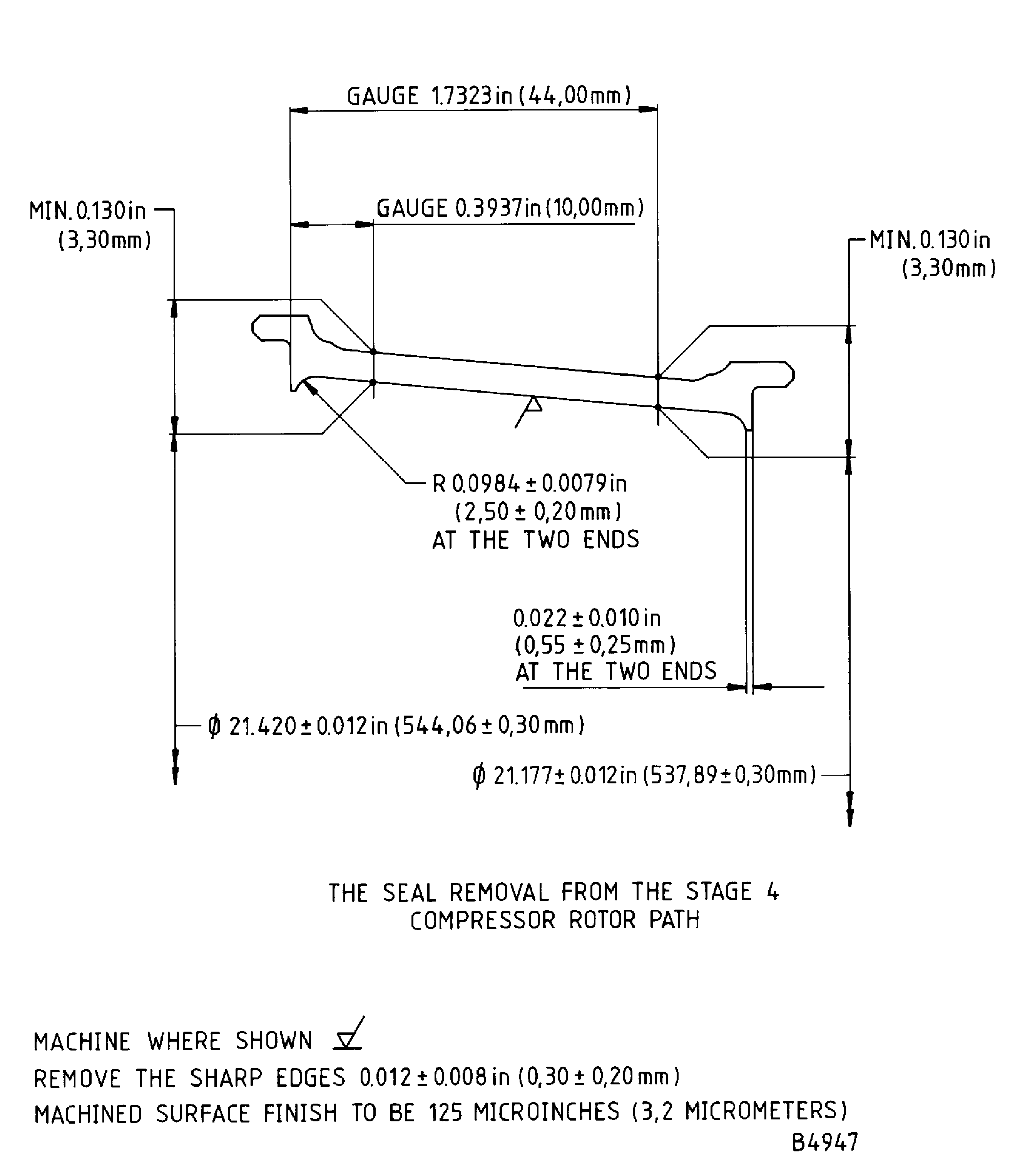 Repair details and dimensions - Assy B