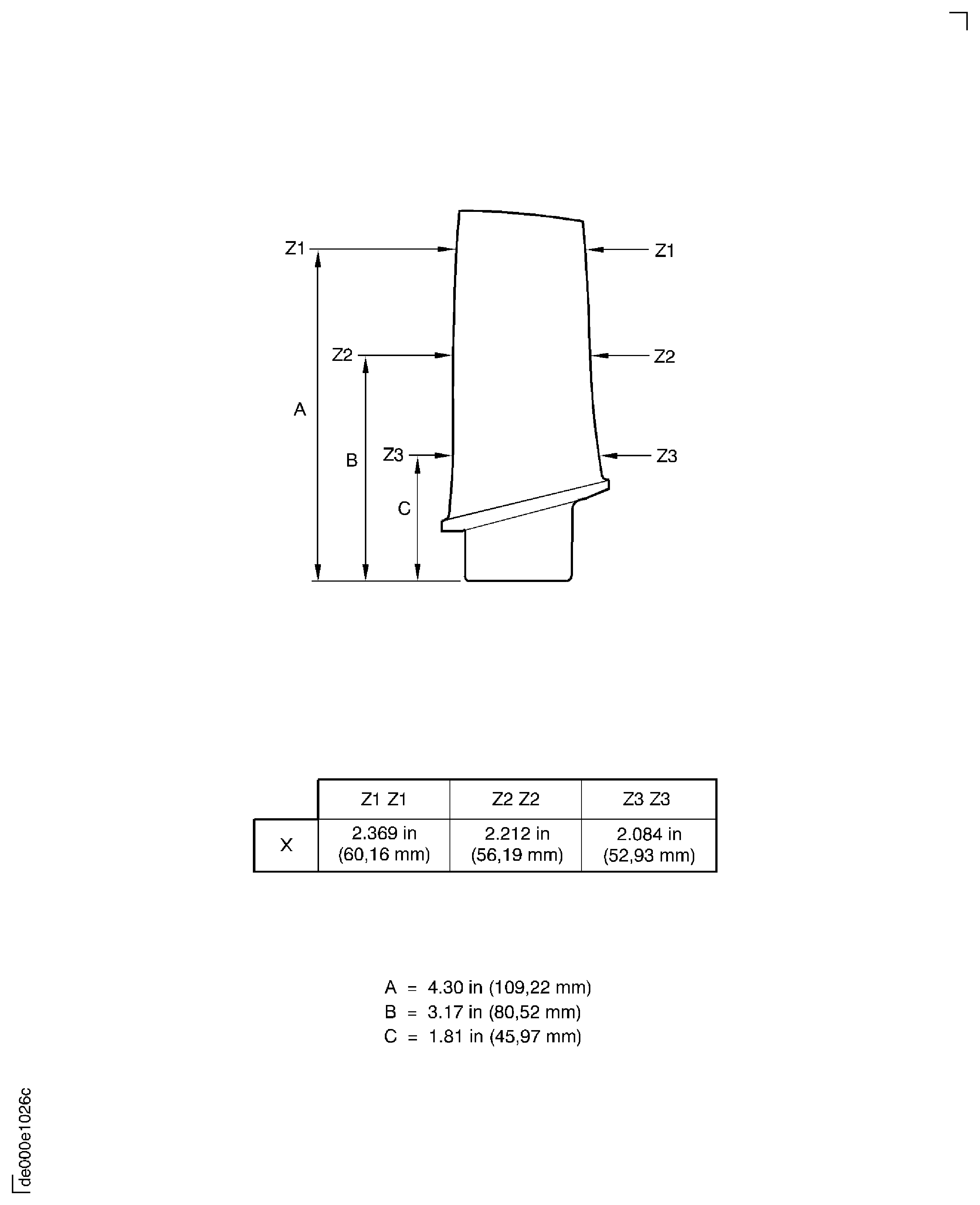 Stage 4 rotor blades - chordal checks