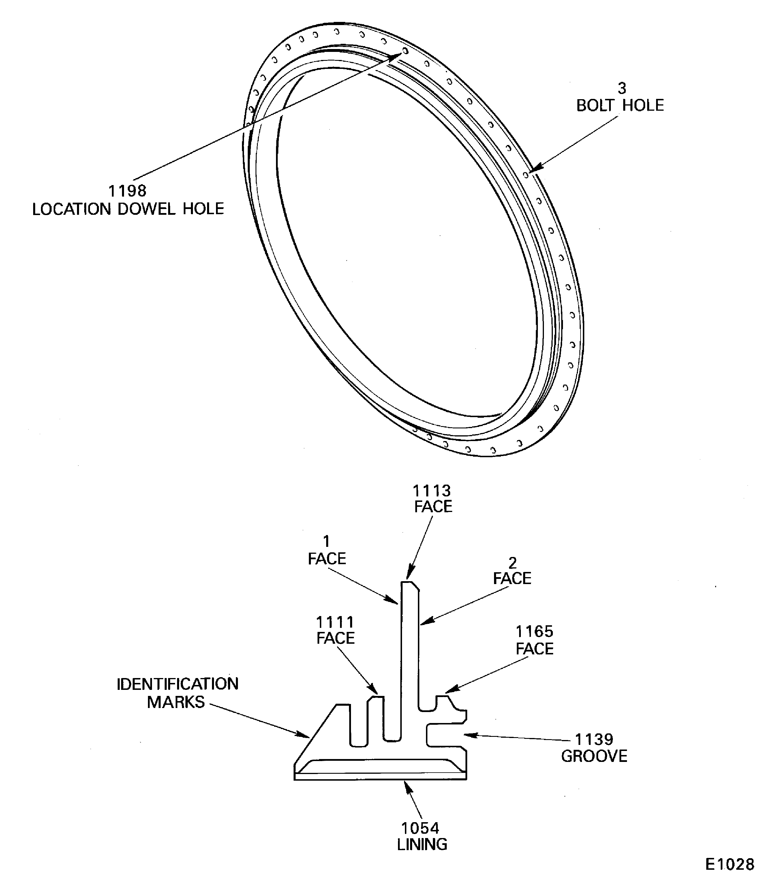 Stage 11 rotor path ring - inspection locations