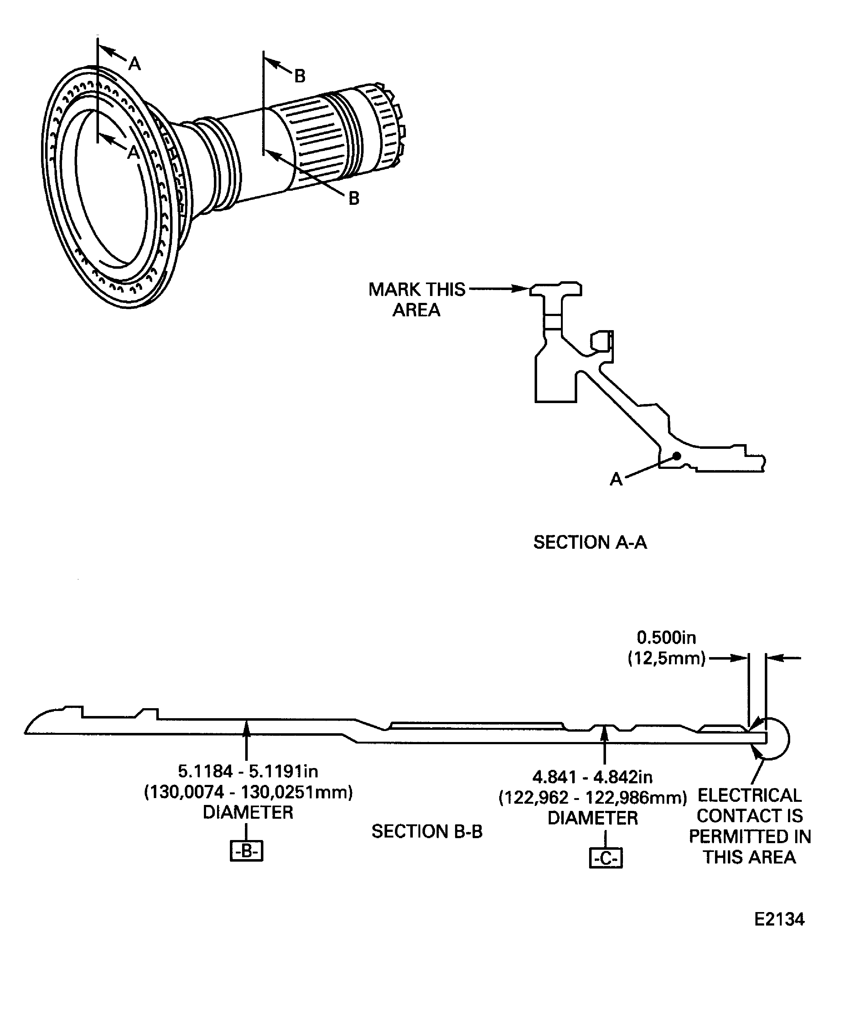 HPC rear shaft heat shield mating diameter repair areas