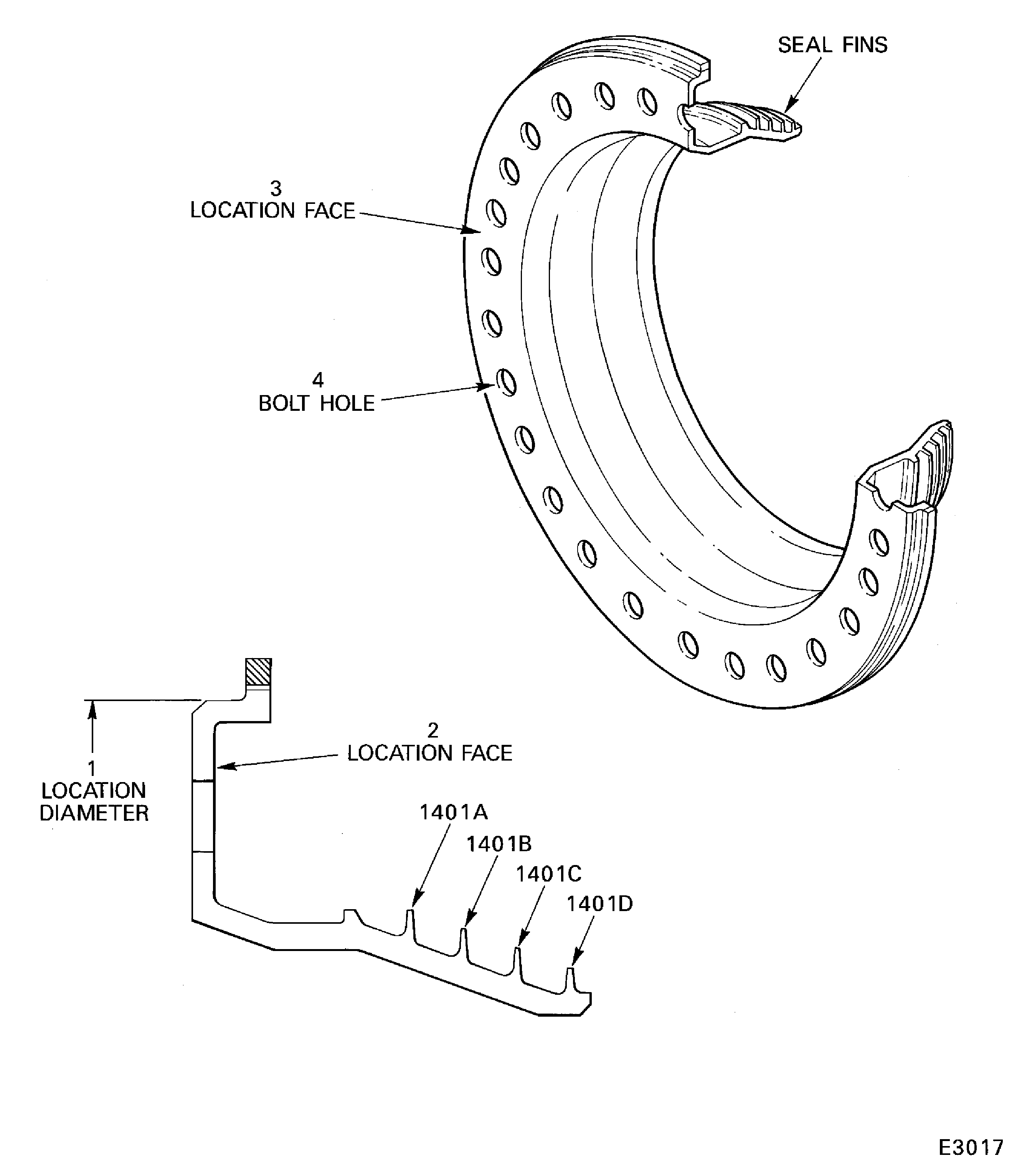 HP compressor rotating air seal - inspection locations