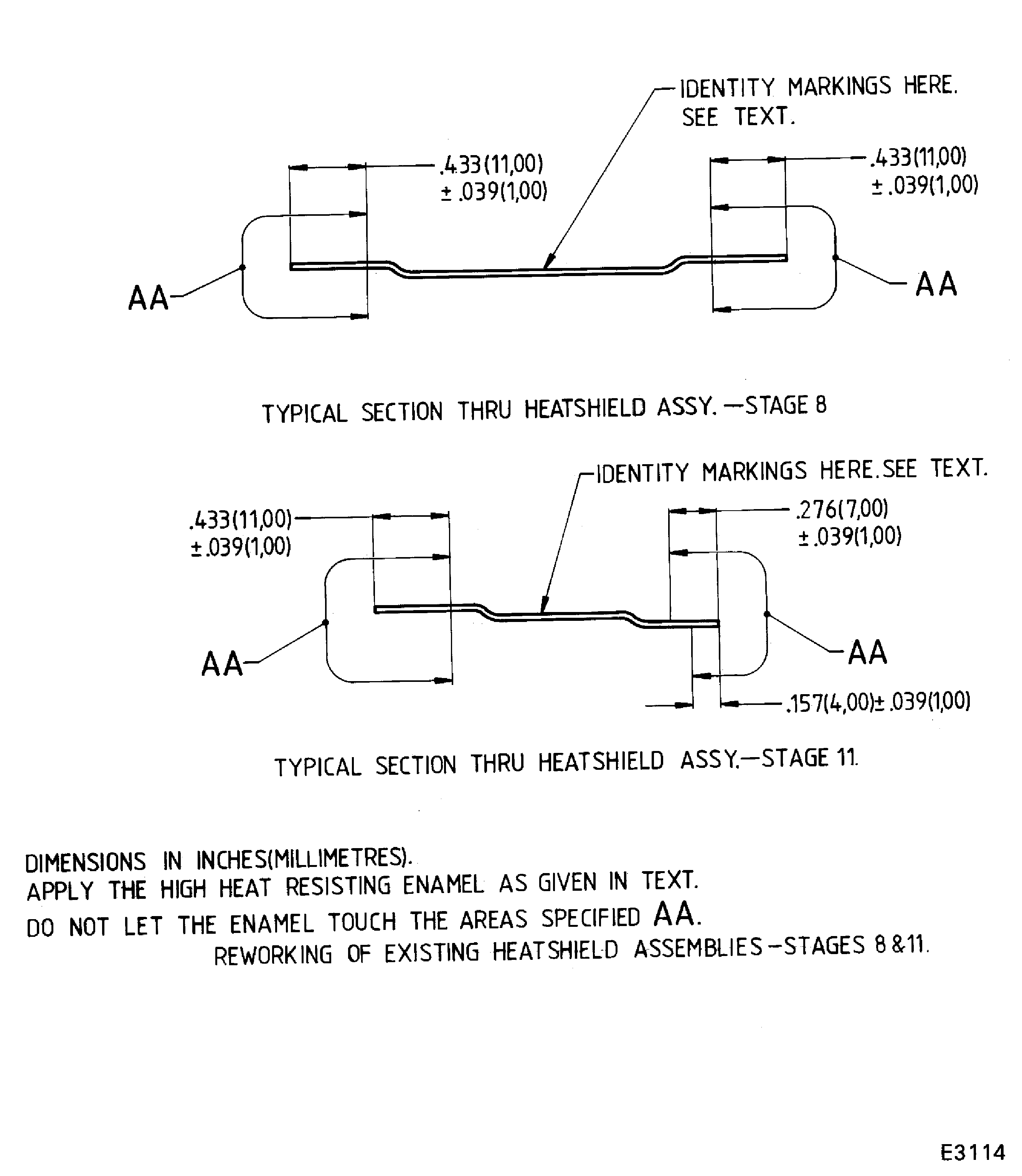 Stage 8 and 11 heatshields