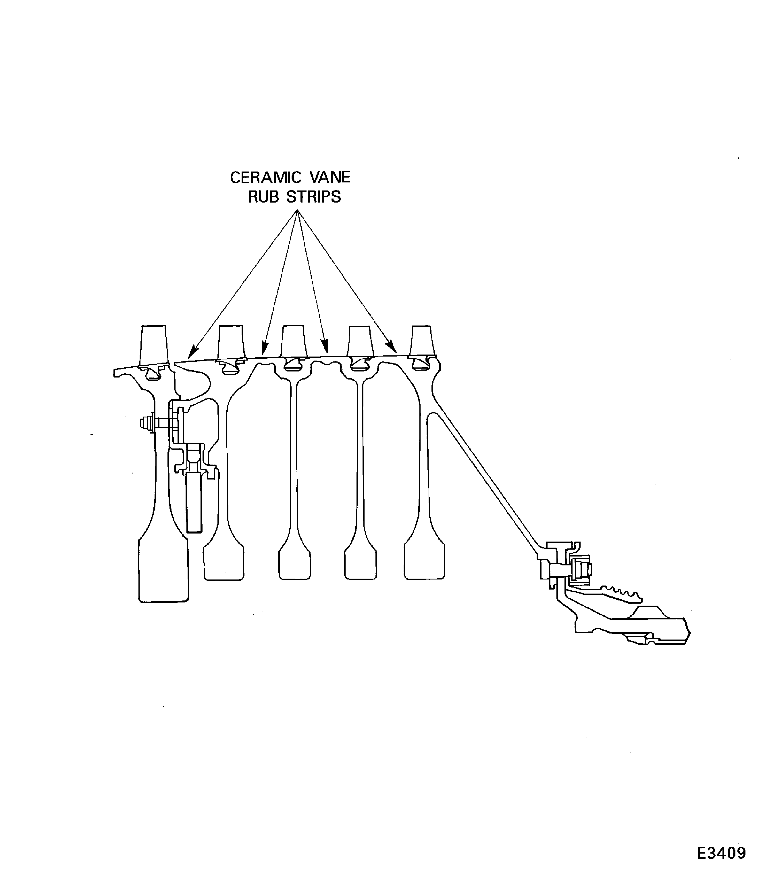 Stages 8, 9, 10 and 11 Ceramic Vane Rub Strips