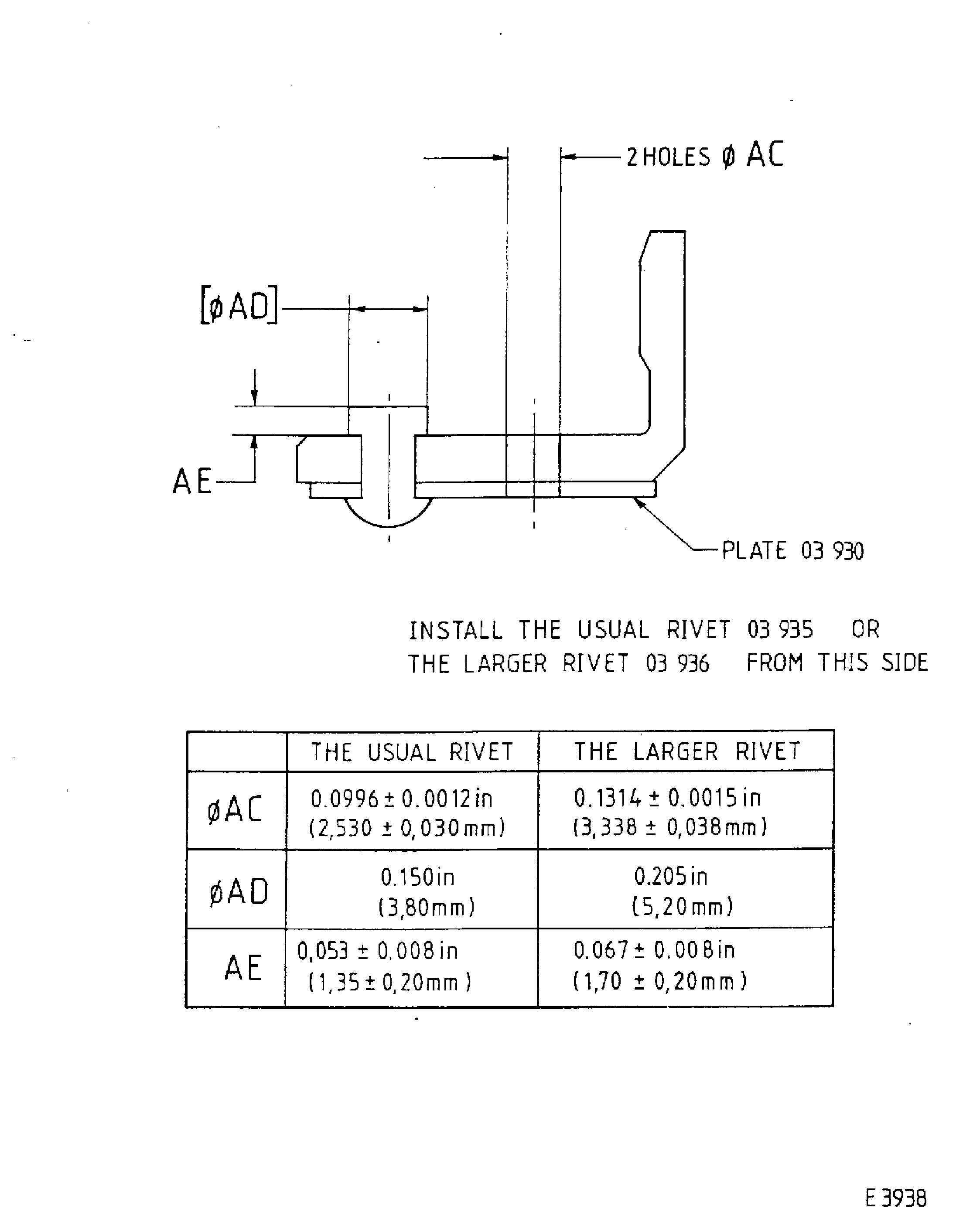 Repair details and dimensions