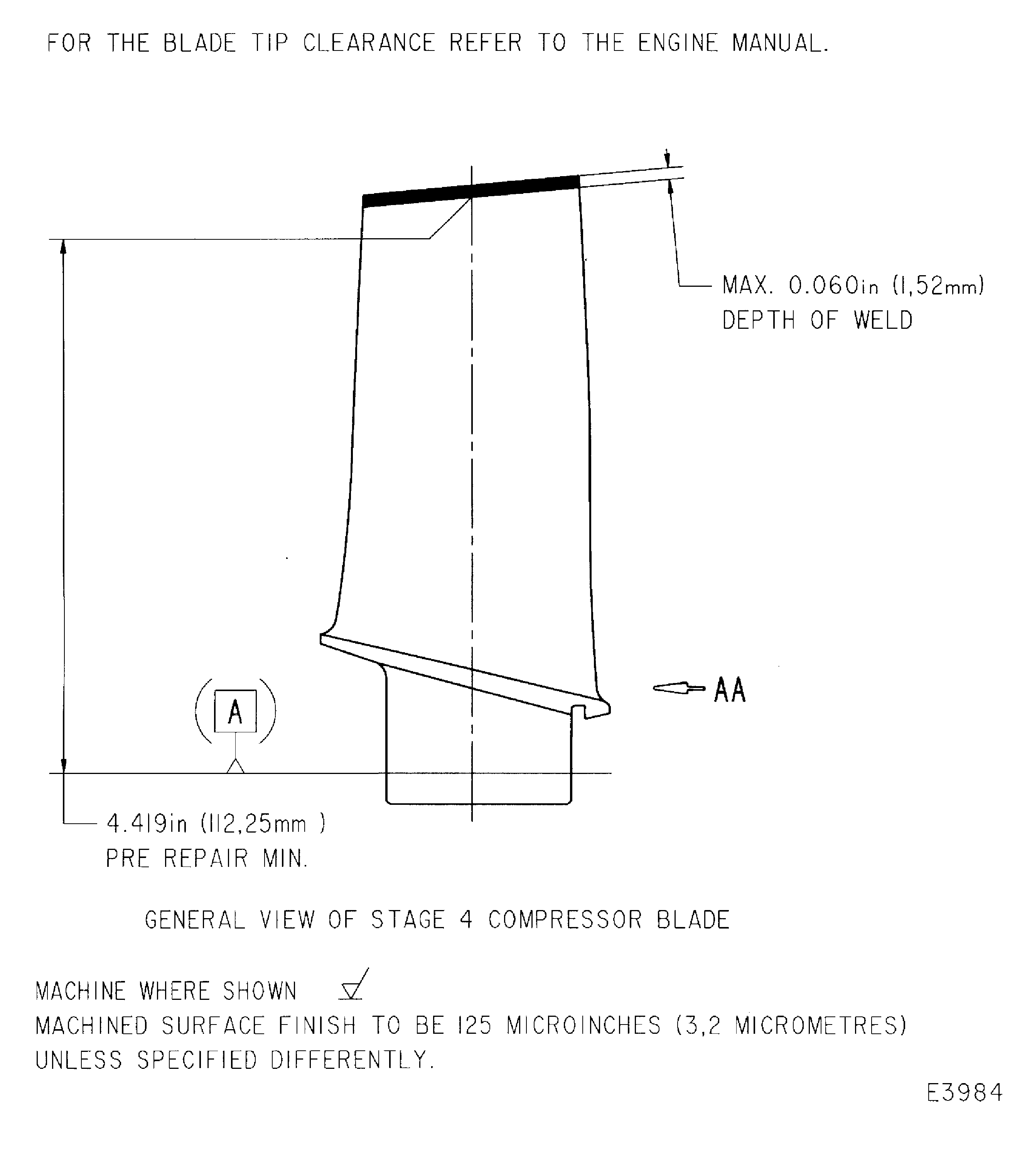 Repair details and dimensions - Assembly A