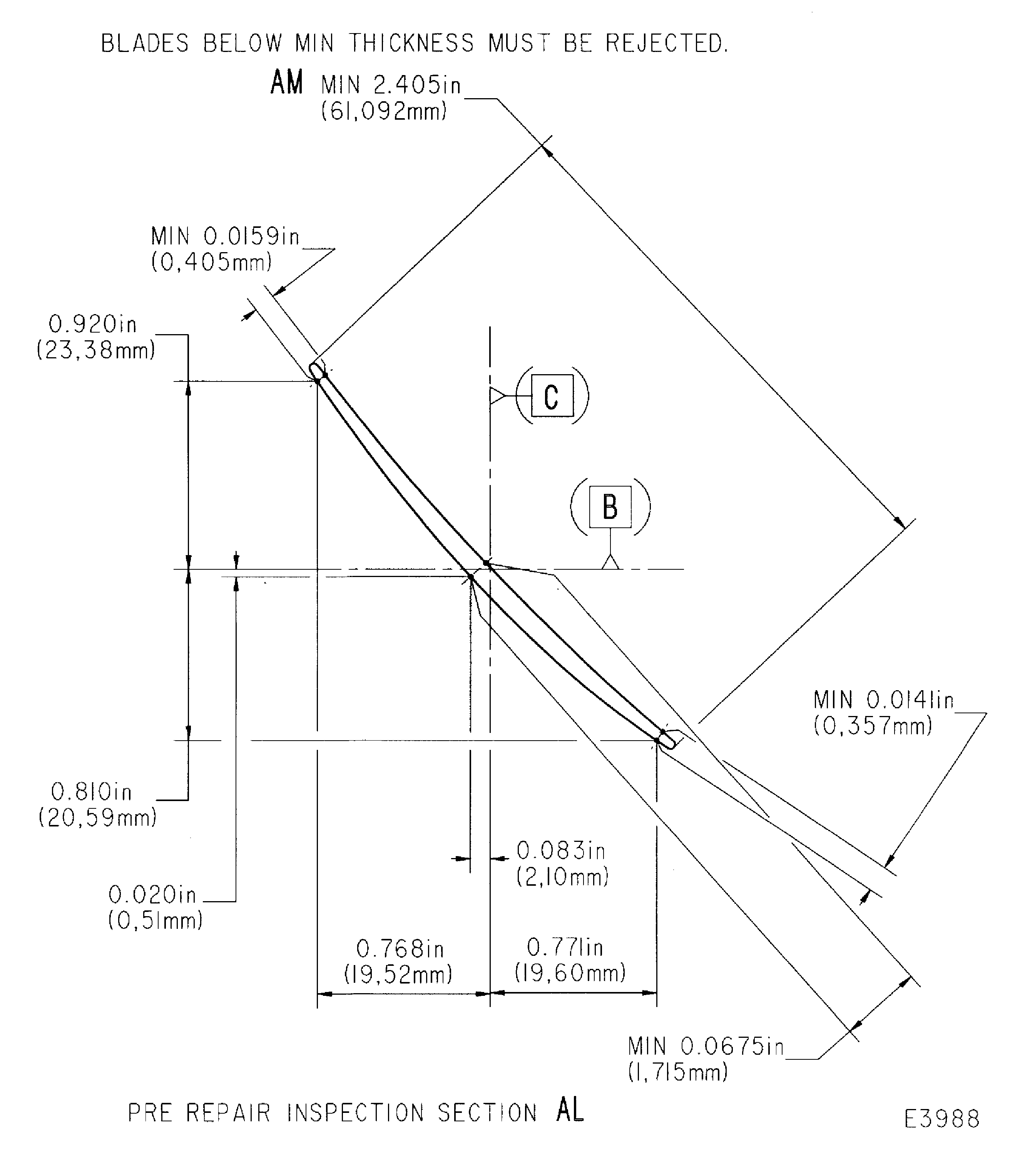 Repair details and dimensions - Assembly B