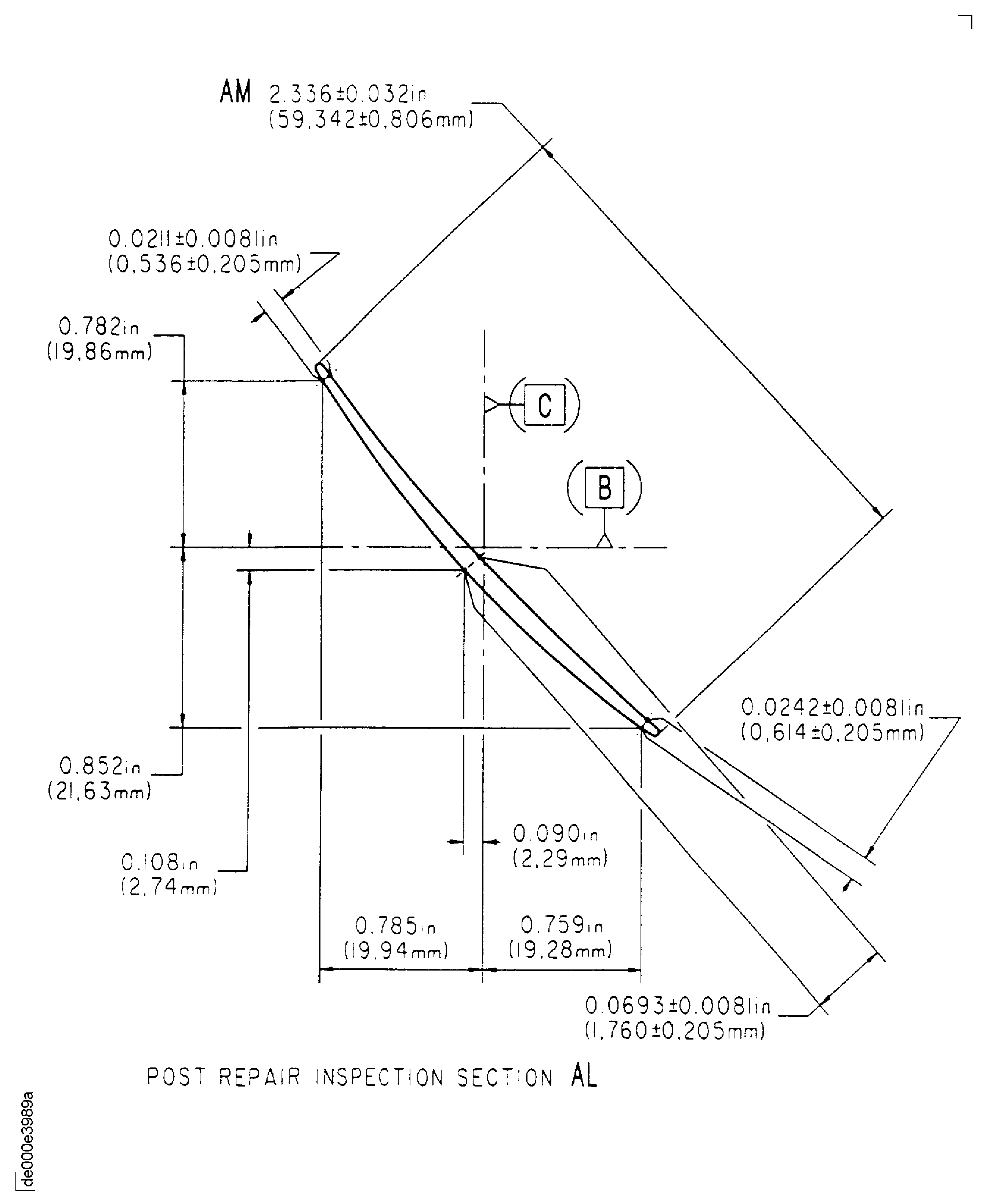 Repair details and dimensions - Assembly A