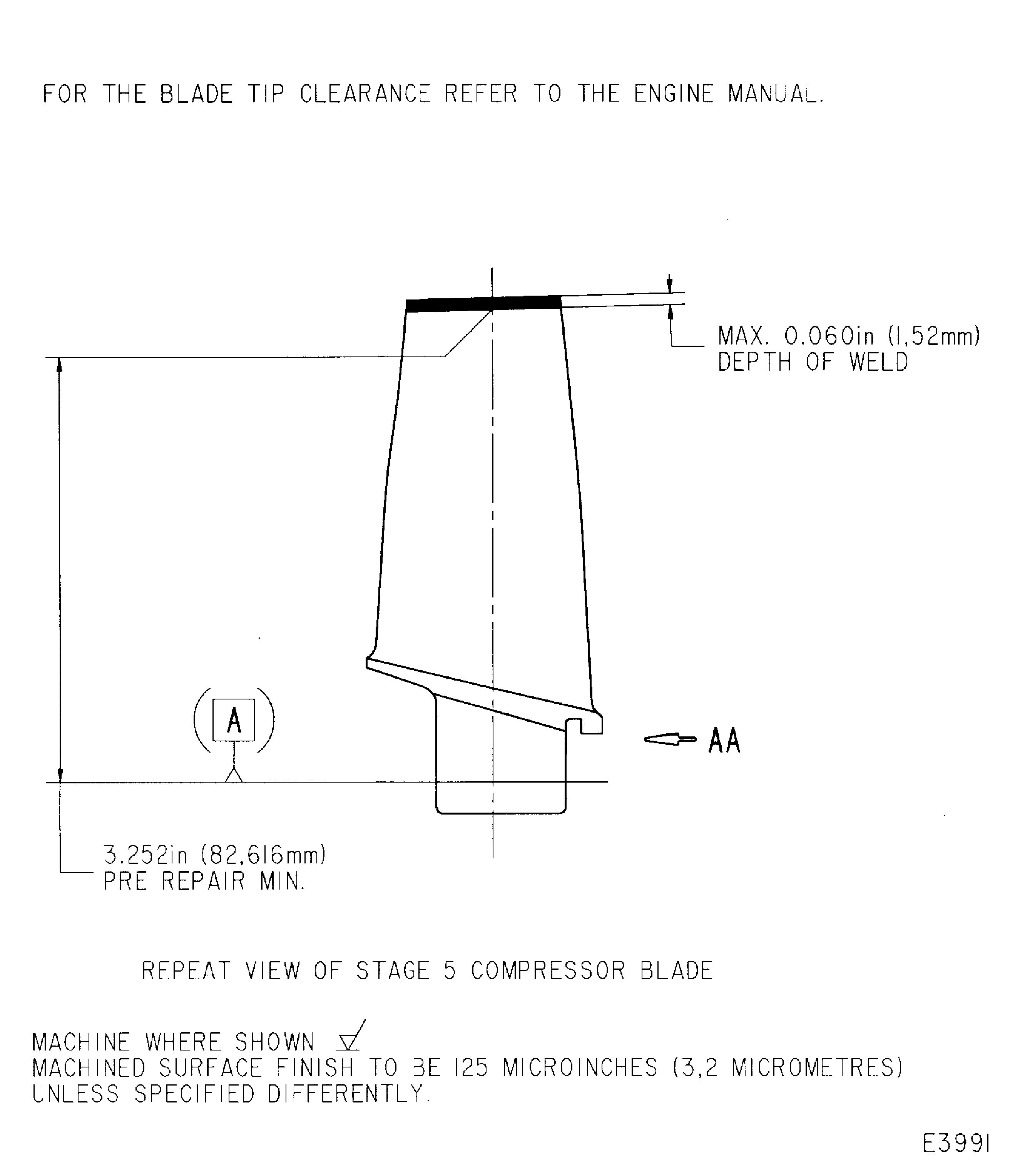 Repair details and dimensions - Assembly B