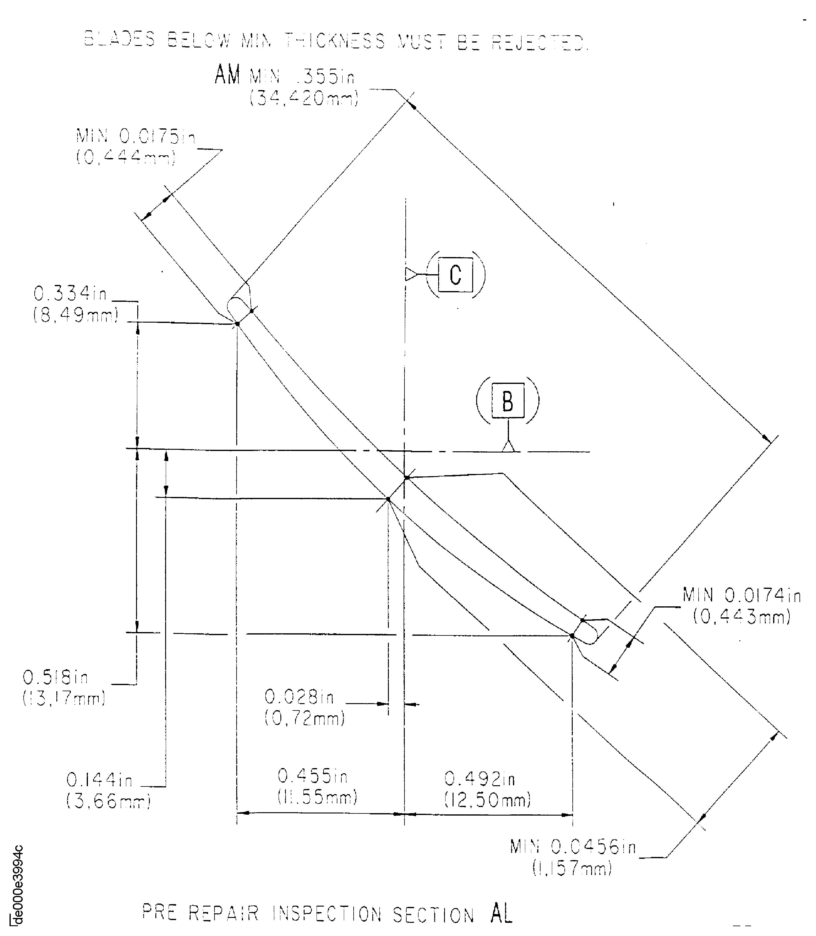 Repair details and dimensions - Assembly A