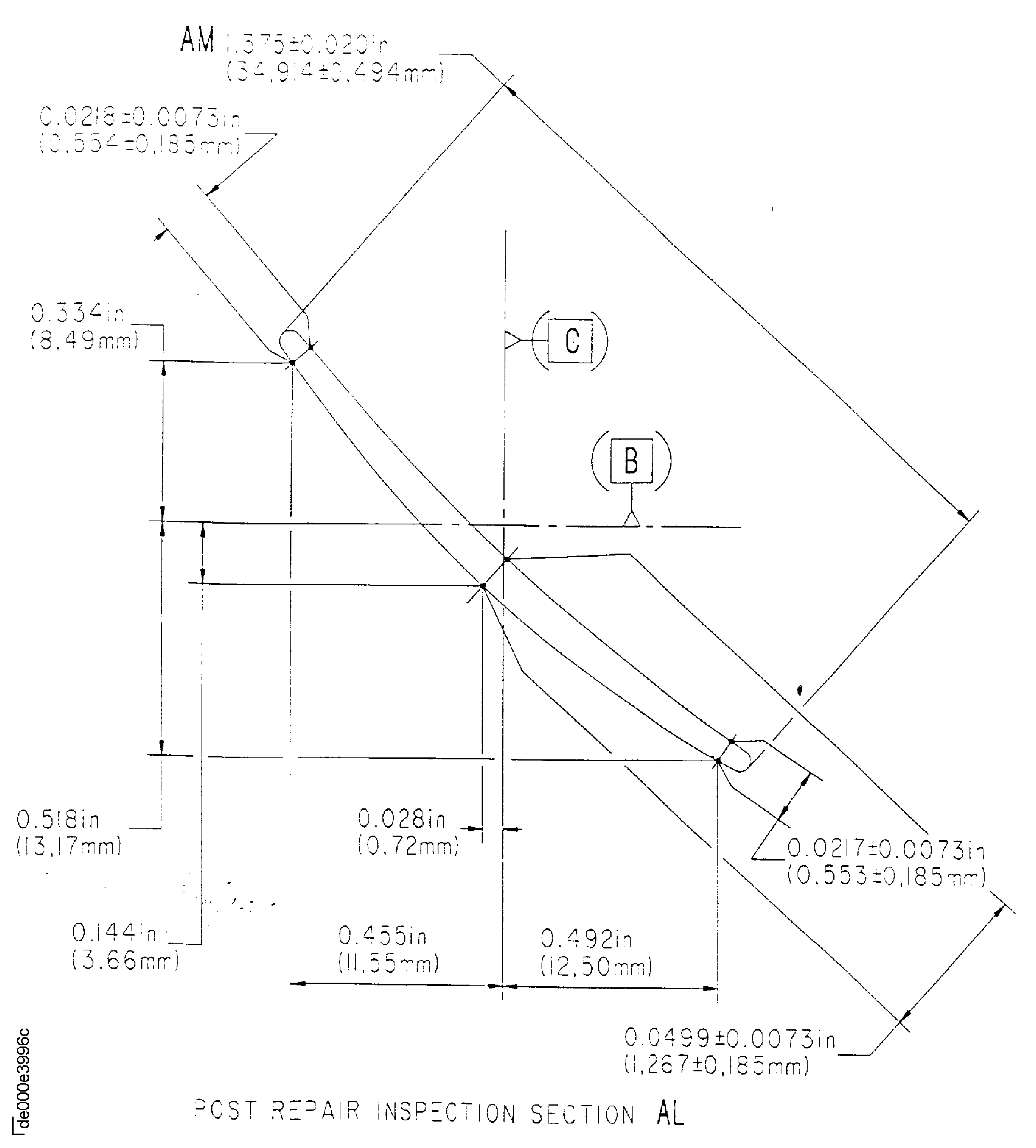 Repair details and dimensions - Assembly A