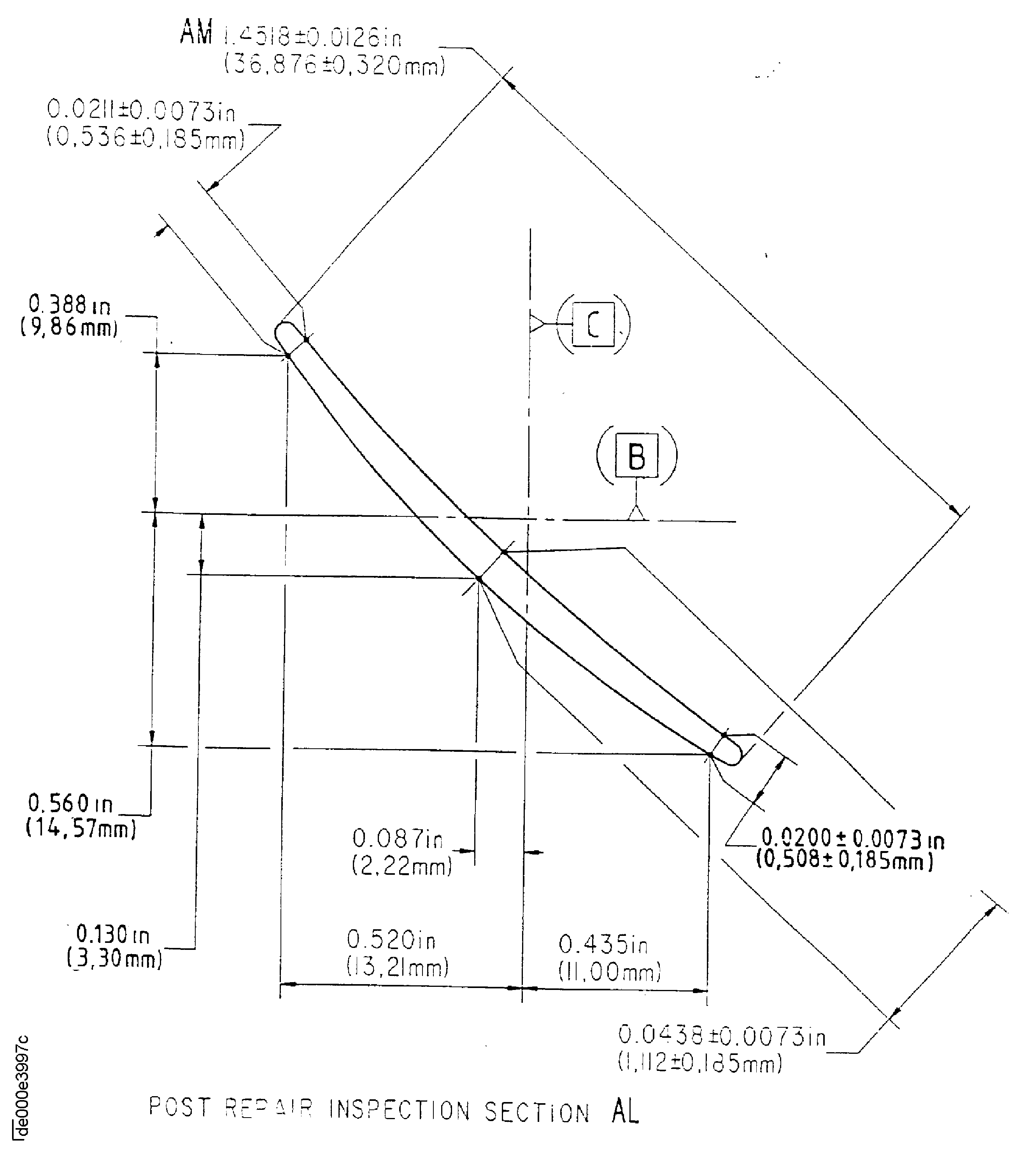 Repair details and dimensions - Assembly B