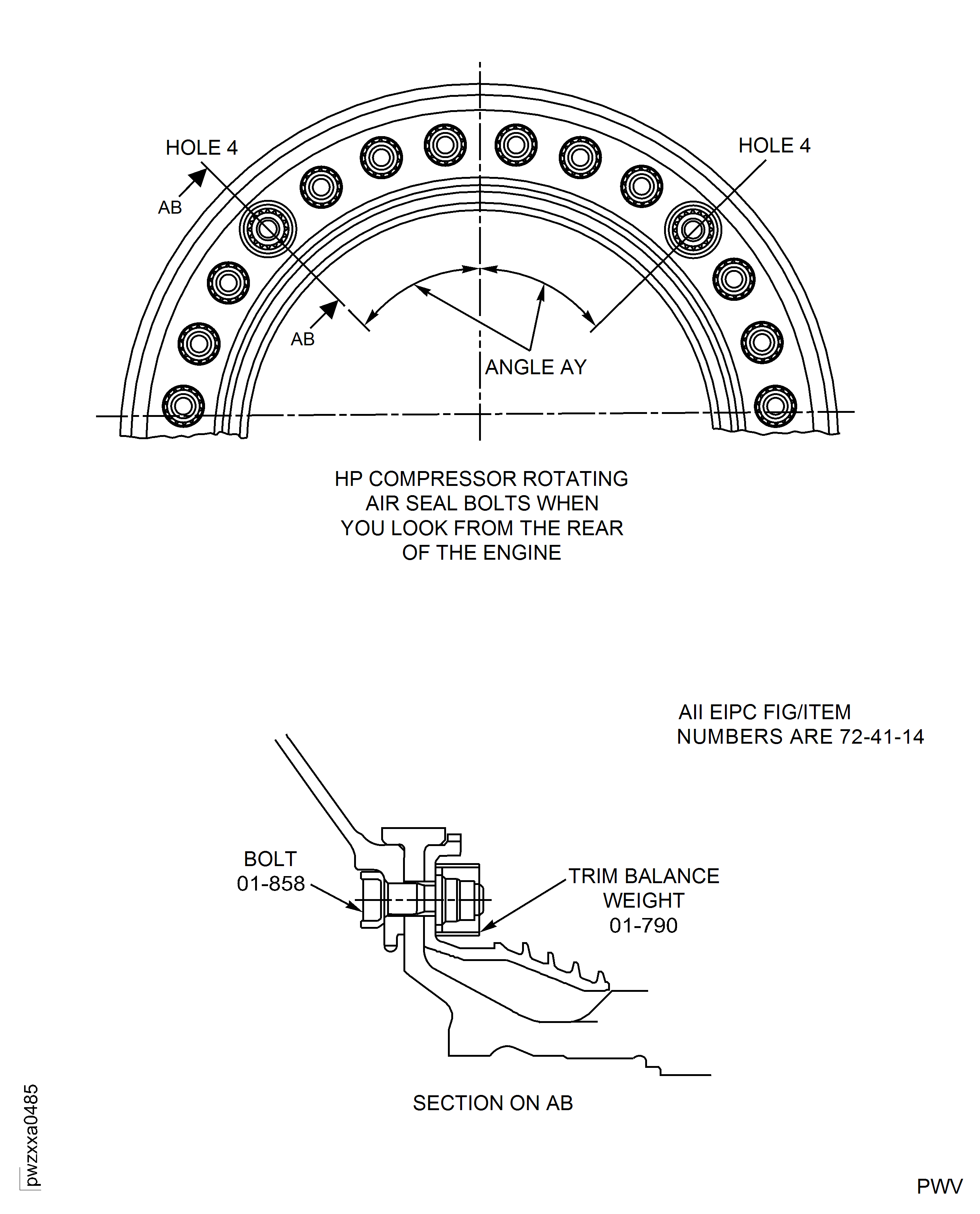 Find the Position to Install Trim Balance Weights to Correct the Unbalance in Plane AC (Post SB 72-0687)
