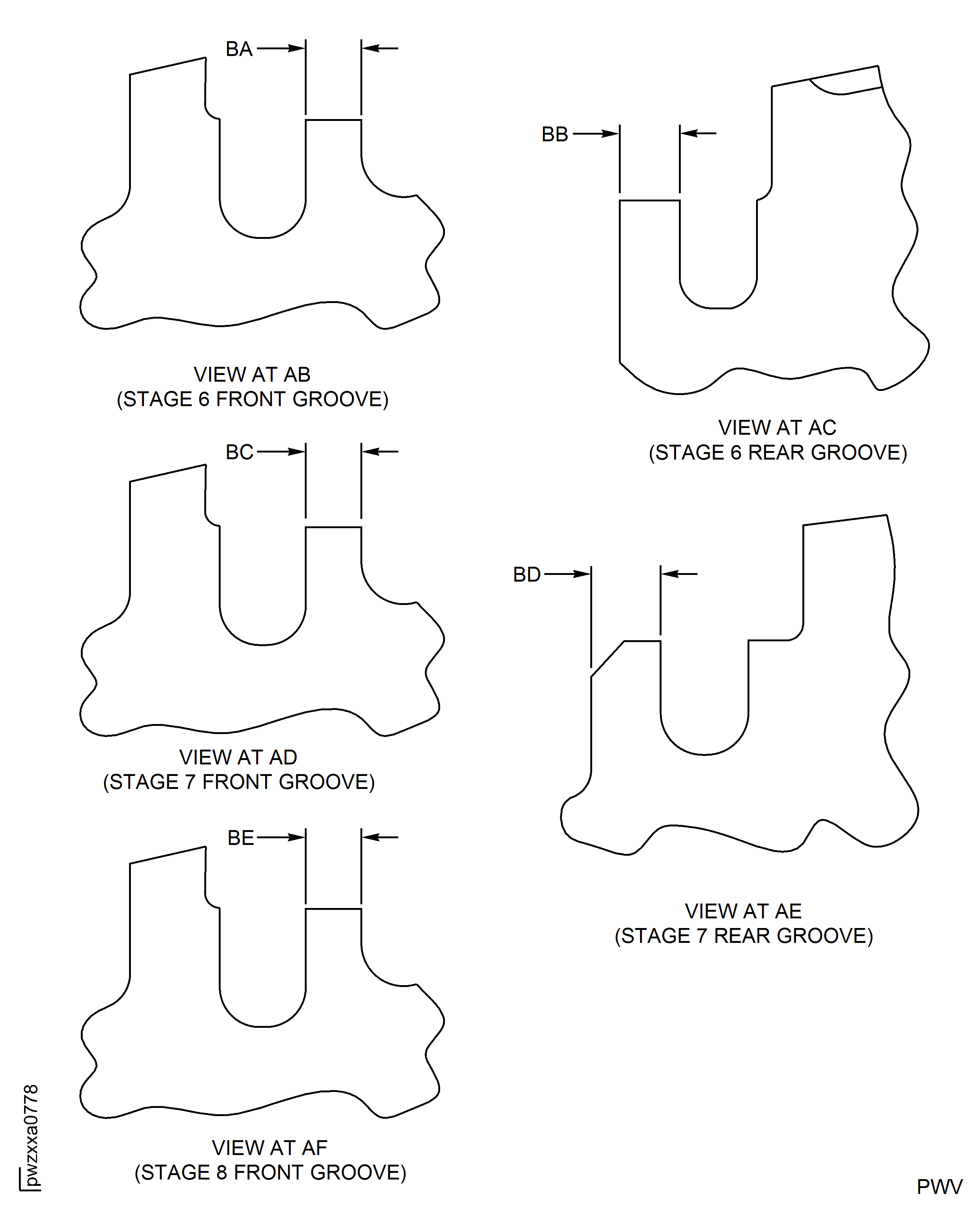 Showing Blade Support Post Limits For PNs 6A8316, 6B1386, and 6B1404 Only