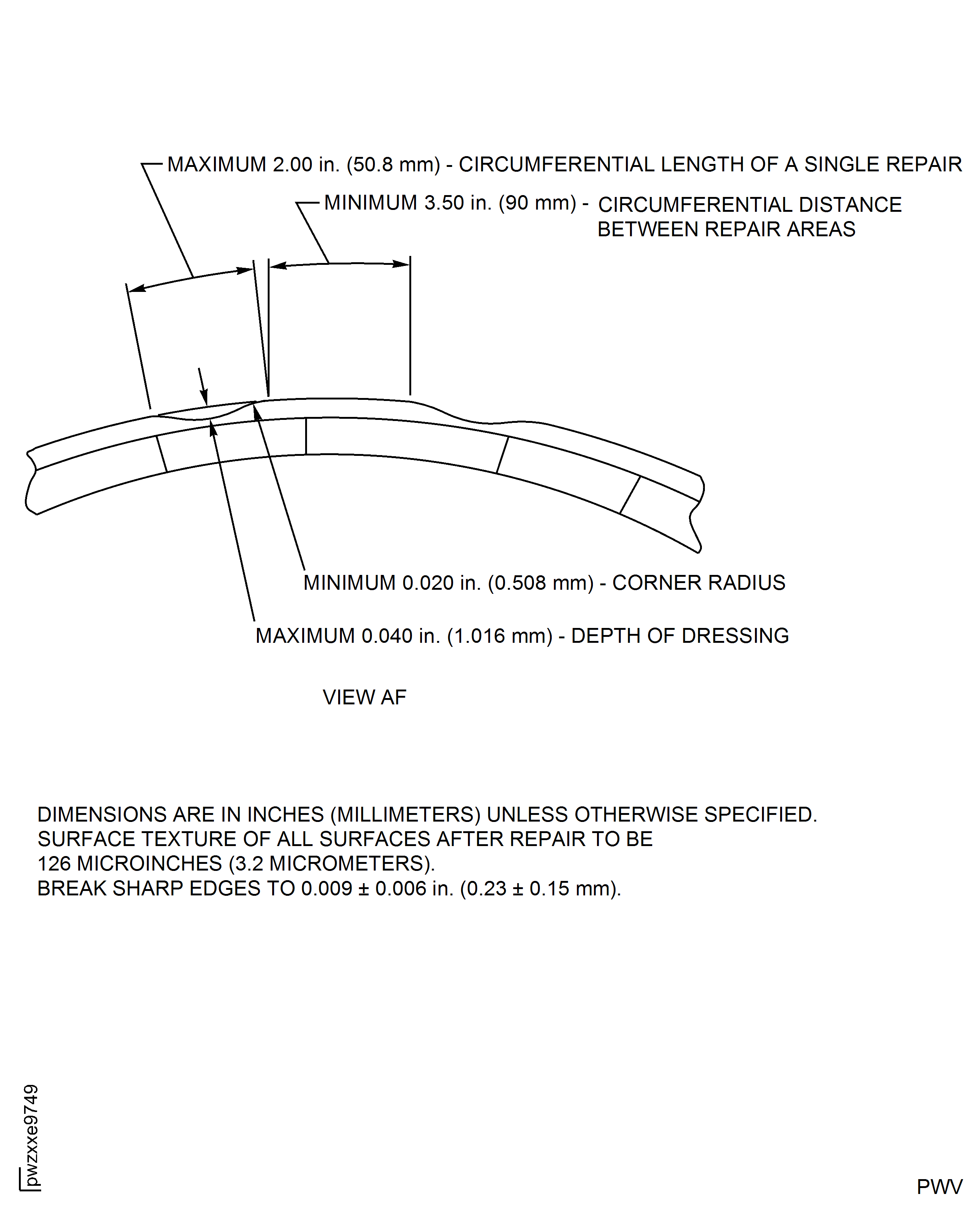 HP Compressor Rear Shaft Thread - Repair Details and Dimensions - Assembly A, Assembly B, Assembly C and Assembly D