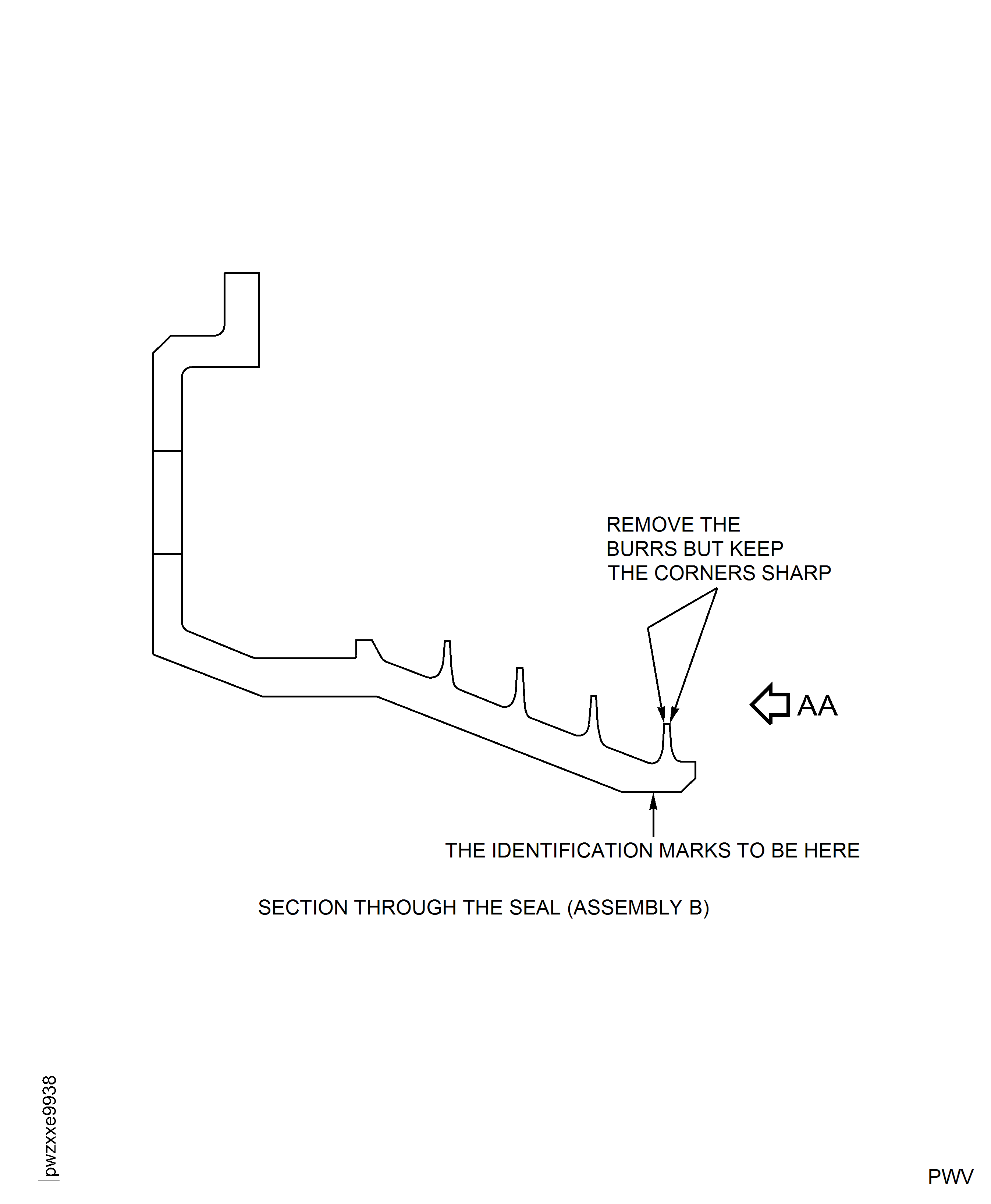 HP Compressor Rear Rotating Air Seal - Repair Details and Dimensions - Assembly B