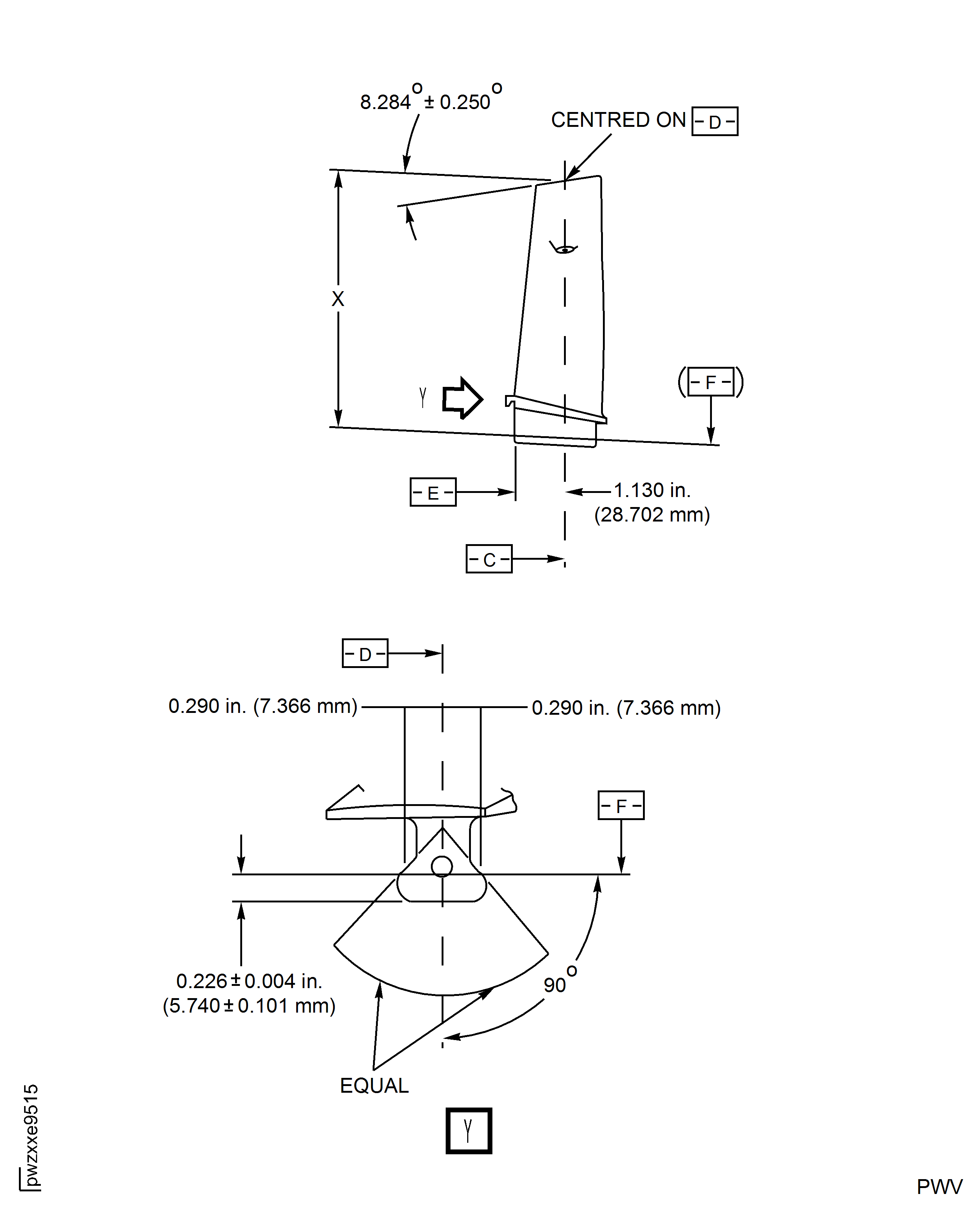 Stage 3 Rotor Blades - Measure Length "X"