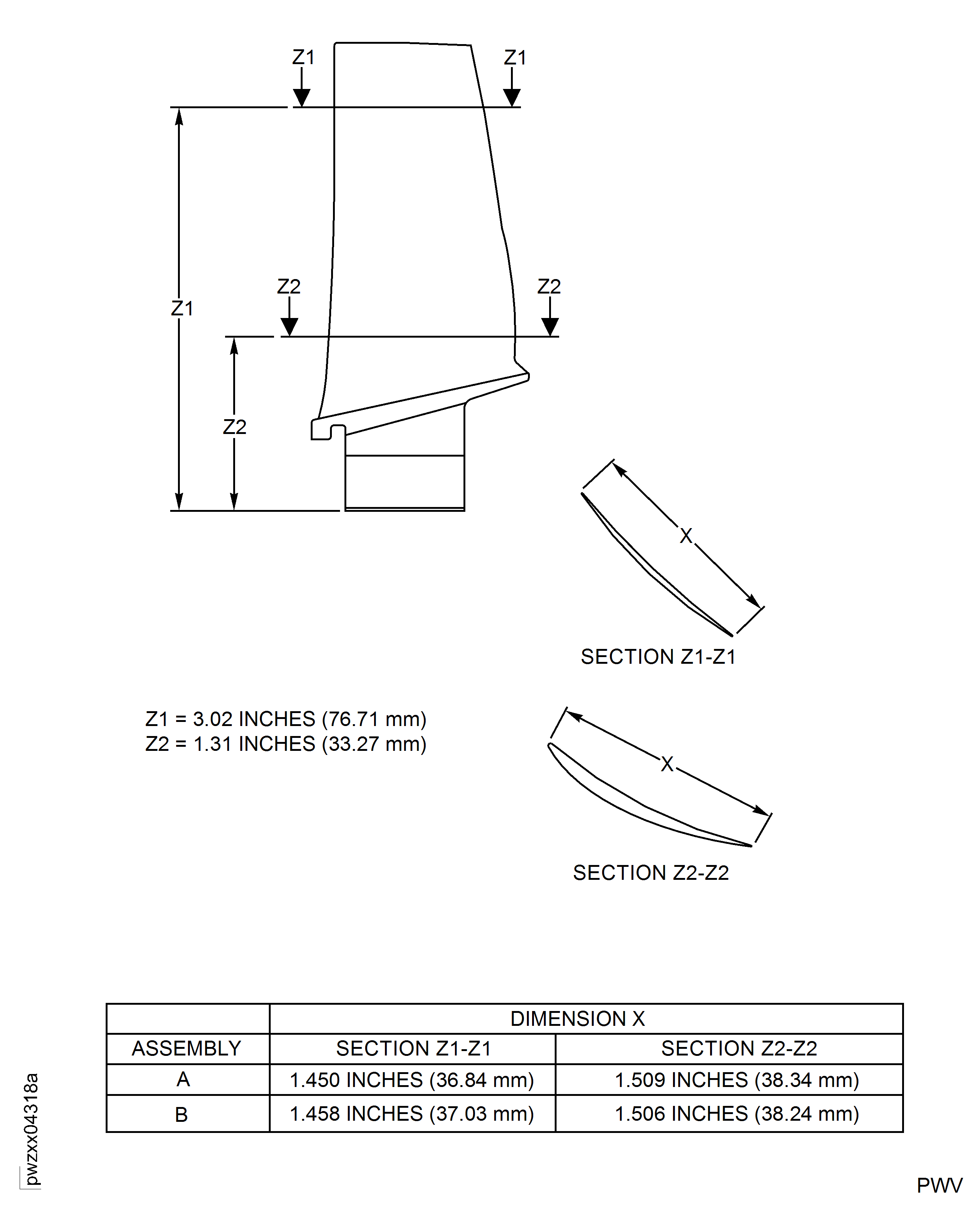 Stage 5 Rotor Blades - Chordal Checks