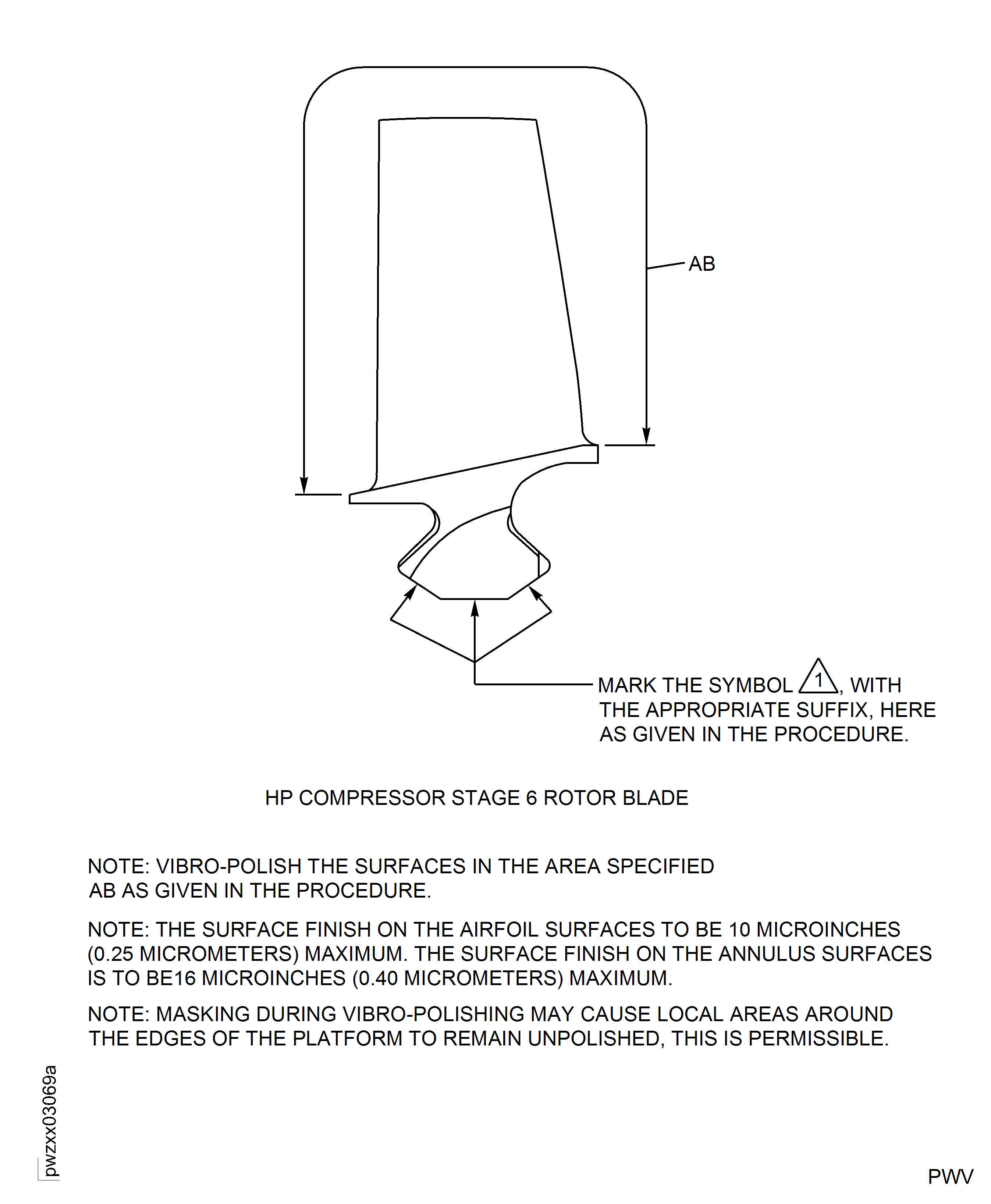 HPC Stage 6 Rotor Blade - Repair Details And Dimensions - Assembly B