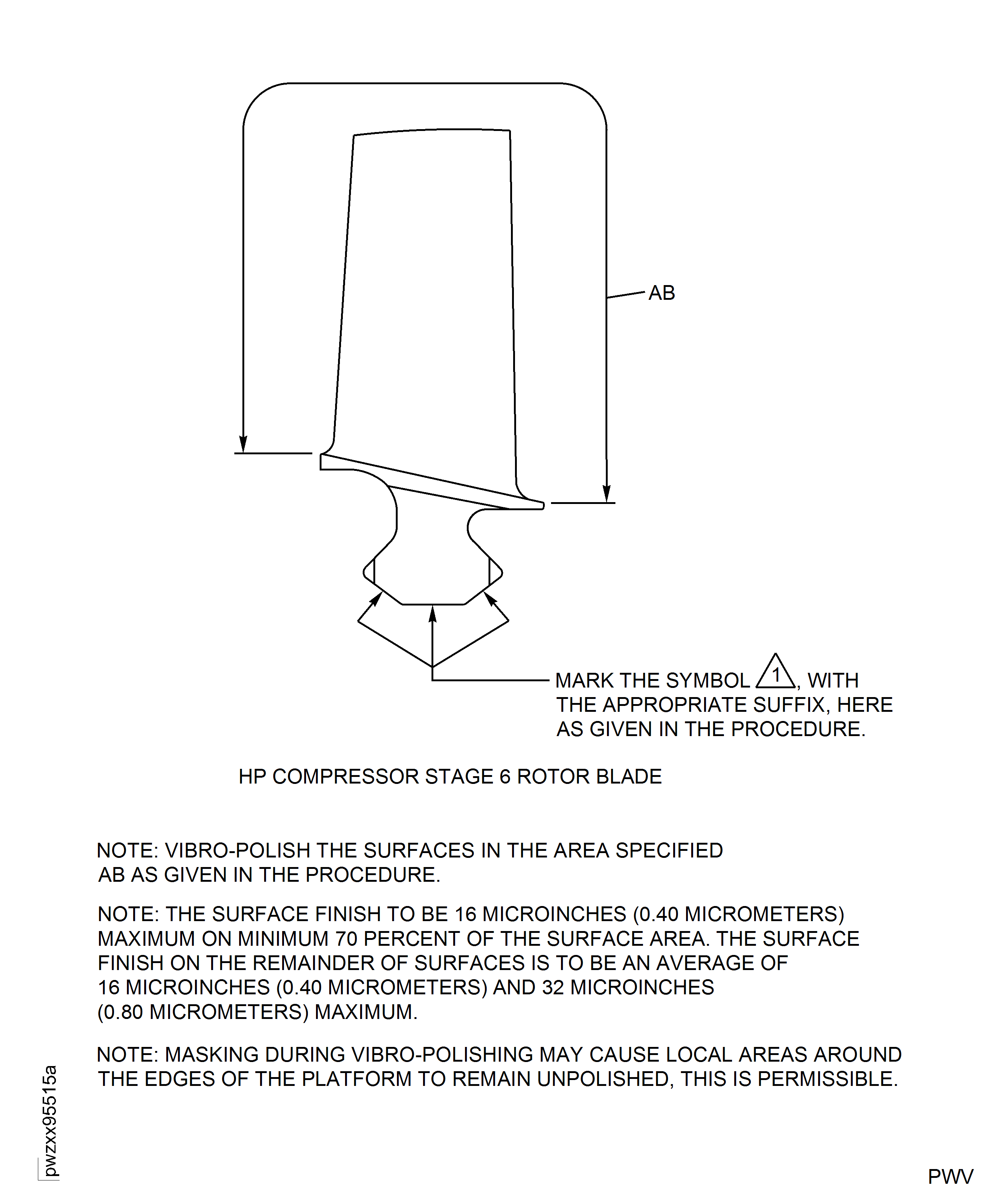 HPC Stage 6 Rotor Blade - Repair Details And Dimensions - Assembly A
