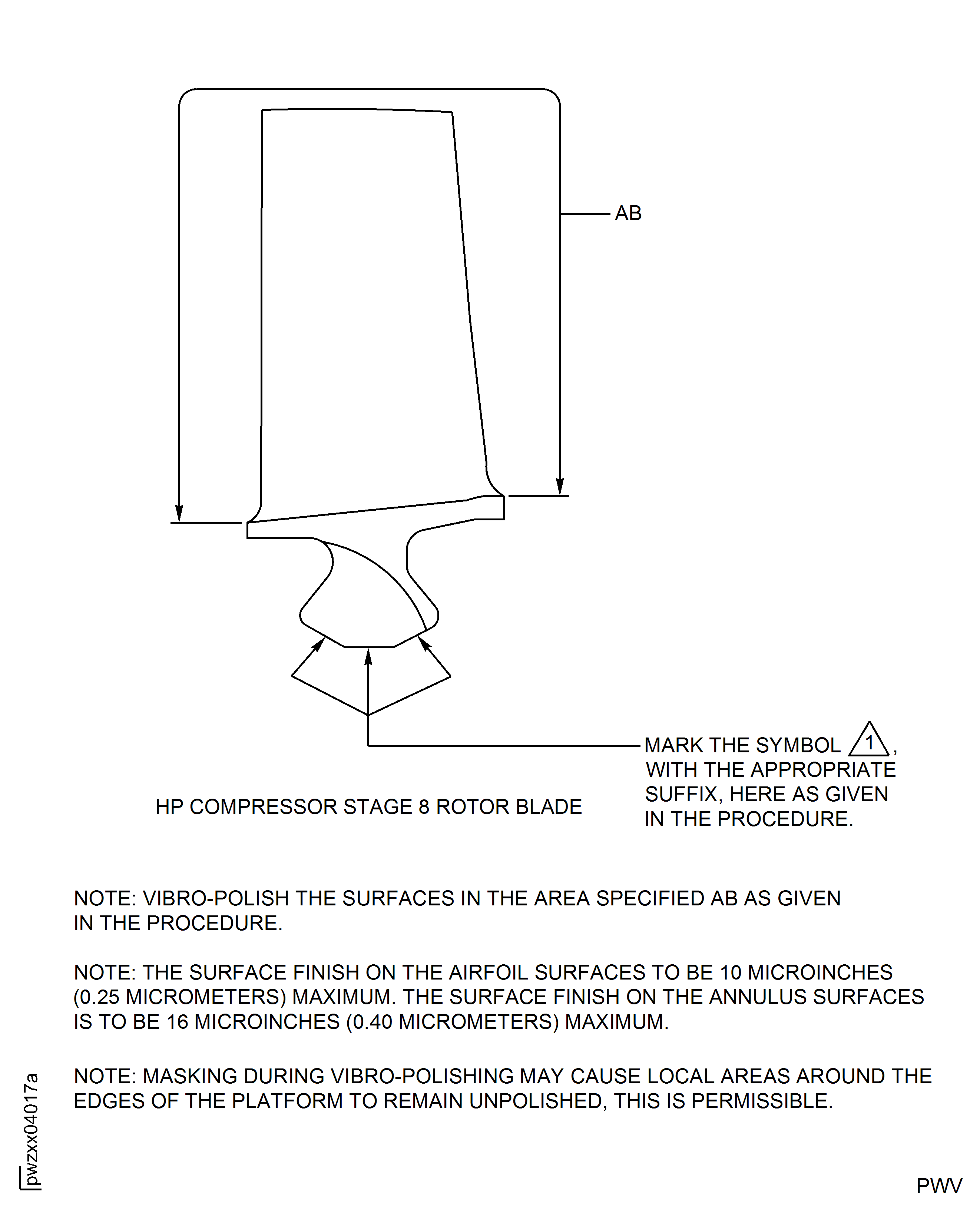 HPC Stage 8 Rotor Blade - Repair Details And Dimensions - Assembly B