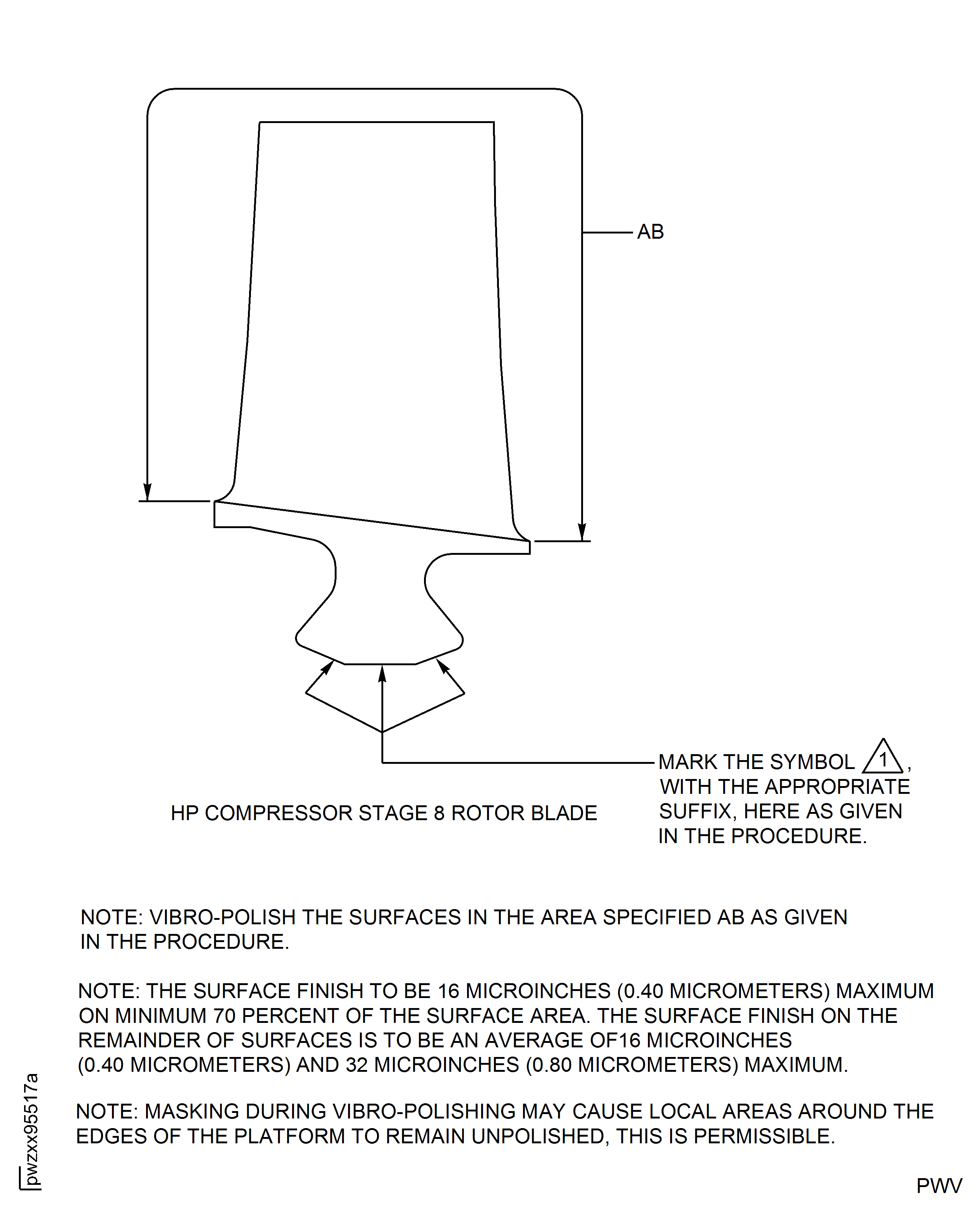HPC Stage 8 Rotor Blade - Repair Details And Dimensions - Assembly A