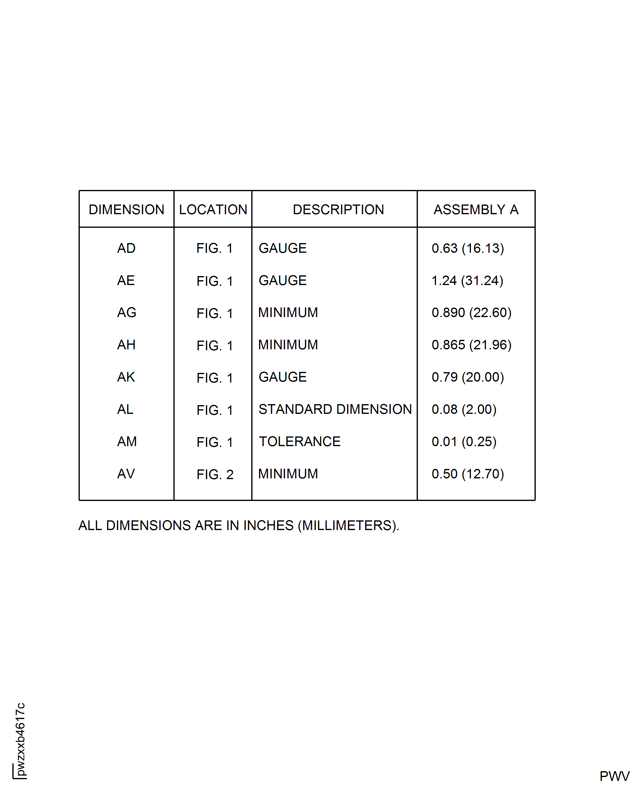 HP Compressor Stage 8 Rotor Blade - Repair Dimensions - Assembly A
