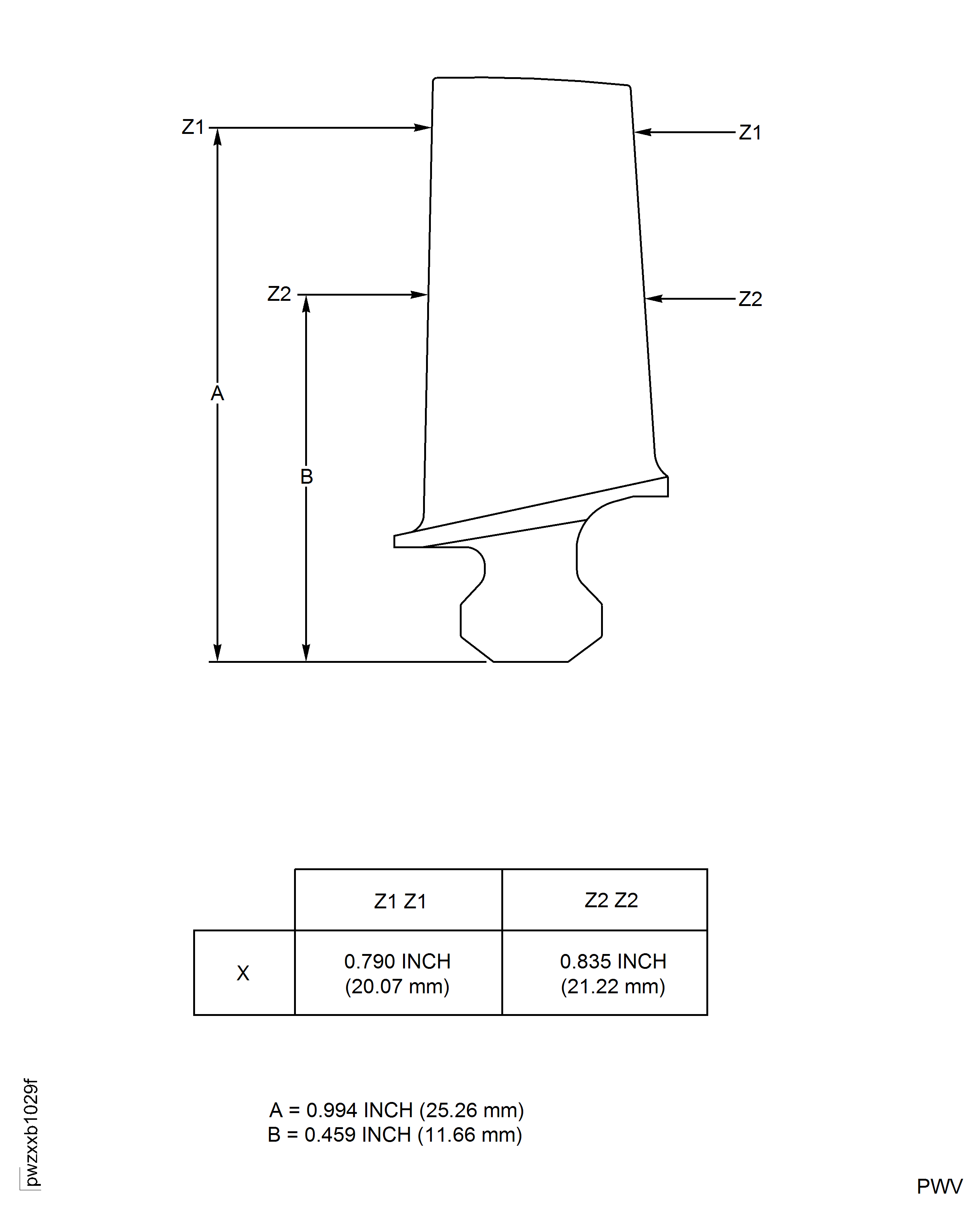 Stage 10 rotor blades - chordal checks