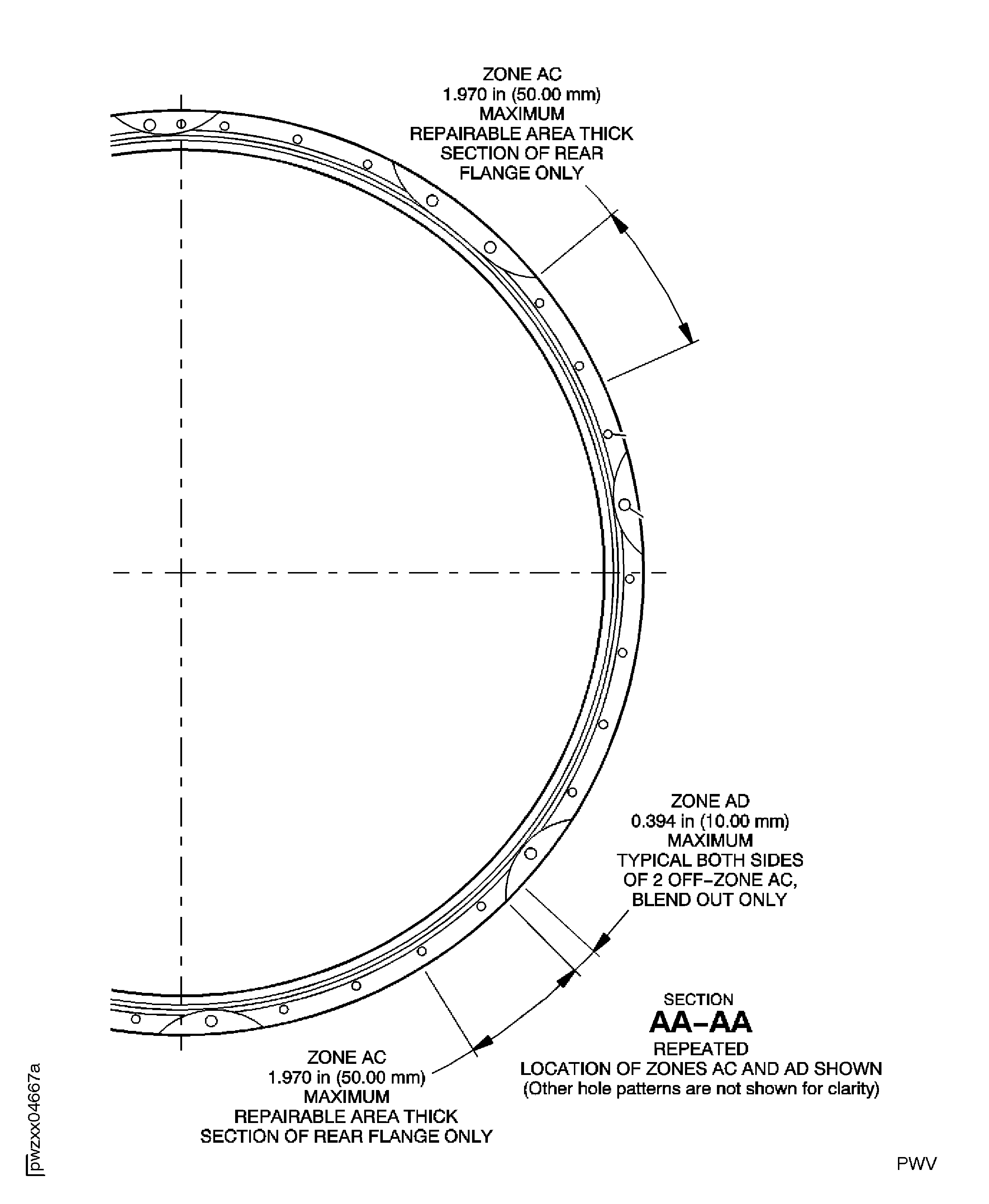 High Pressure (HP) Compressor Stage 7 Case and Stage 8 Rotor Path Case Assembly - Repair Details and Dimensions - Assembly A, B, C, D and E