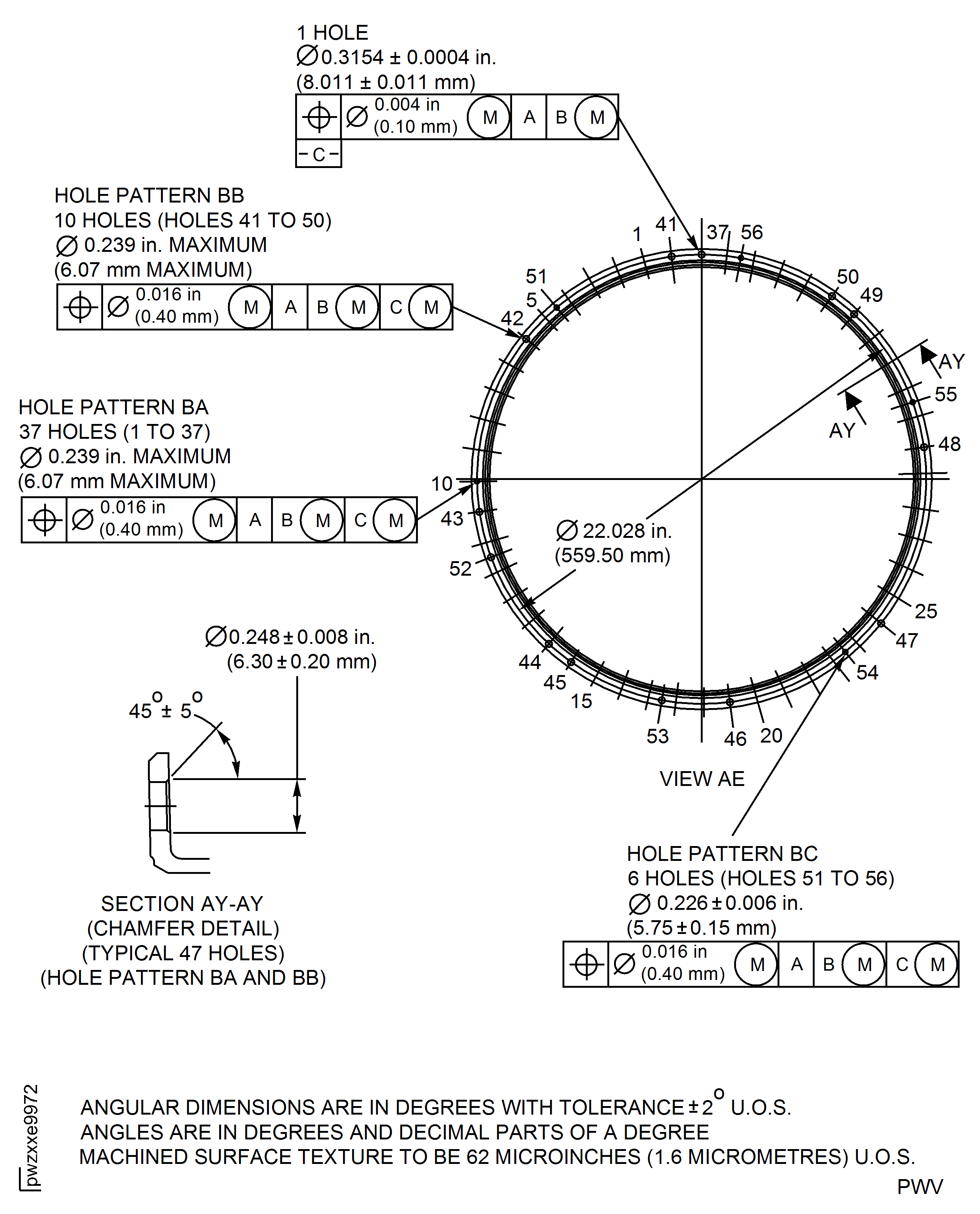 High Pressure (HP) Compressor Stage 7 Rotor Path Case Assembly - Repair Details and Dimensions - Assembly E