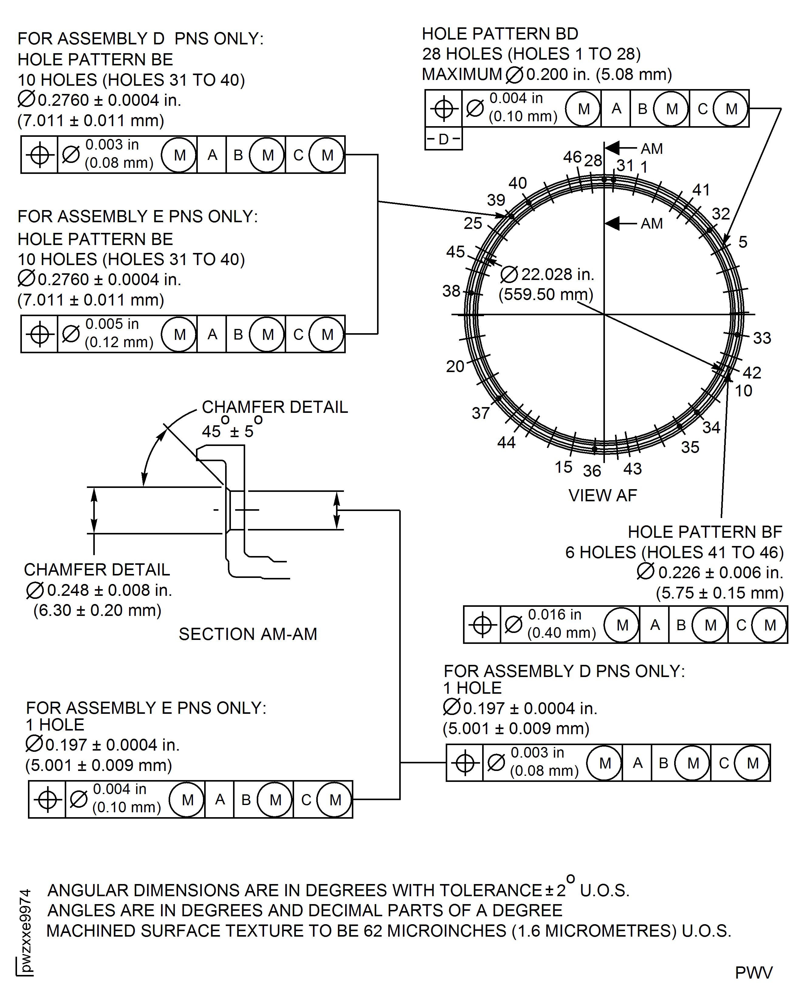 High Pressure (HP) Compressor Stage 7 Rotor Path Case Assembly - Repair Details and Dimensions - Assembly D and E