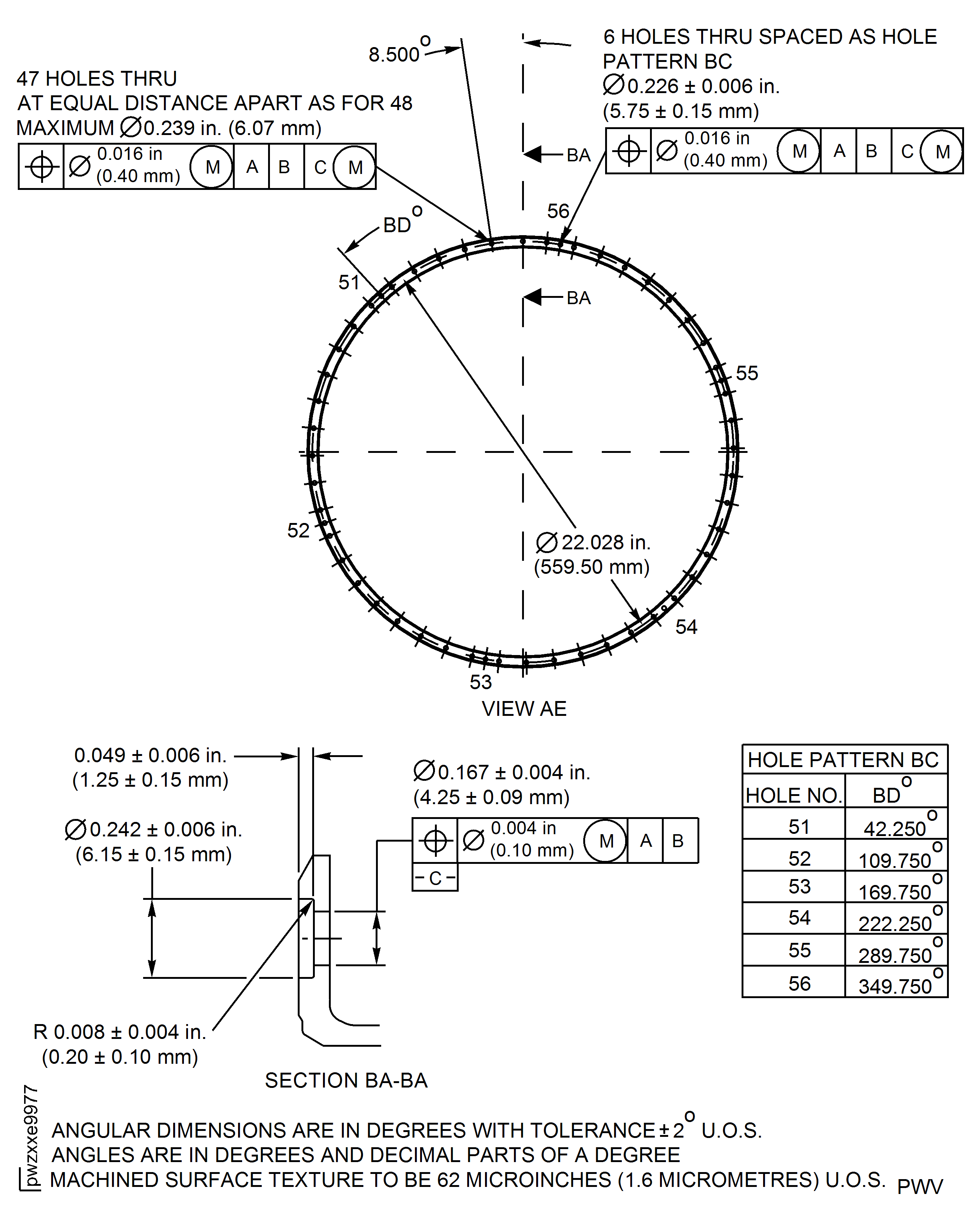 High Pressure (HP) Compressor Stage 8 Rotor Path Case Assembly - Repair Details and Dimensions - Assembly C